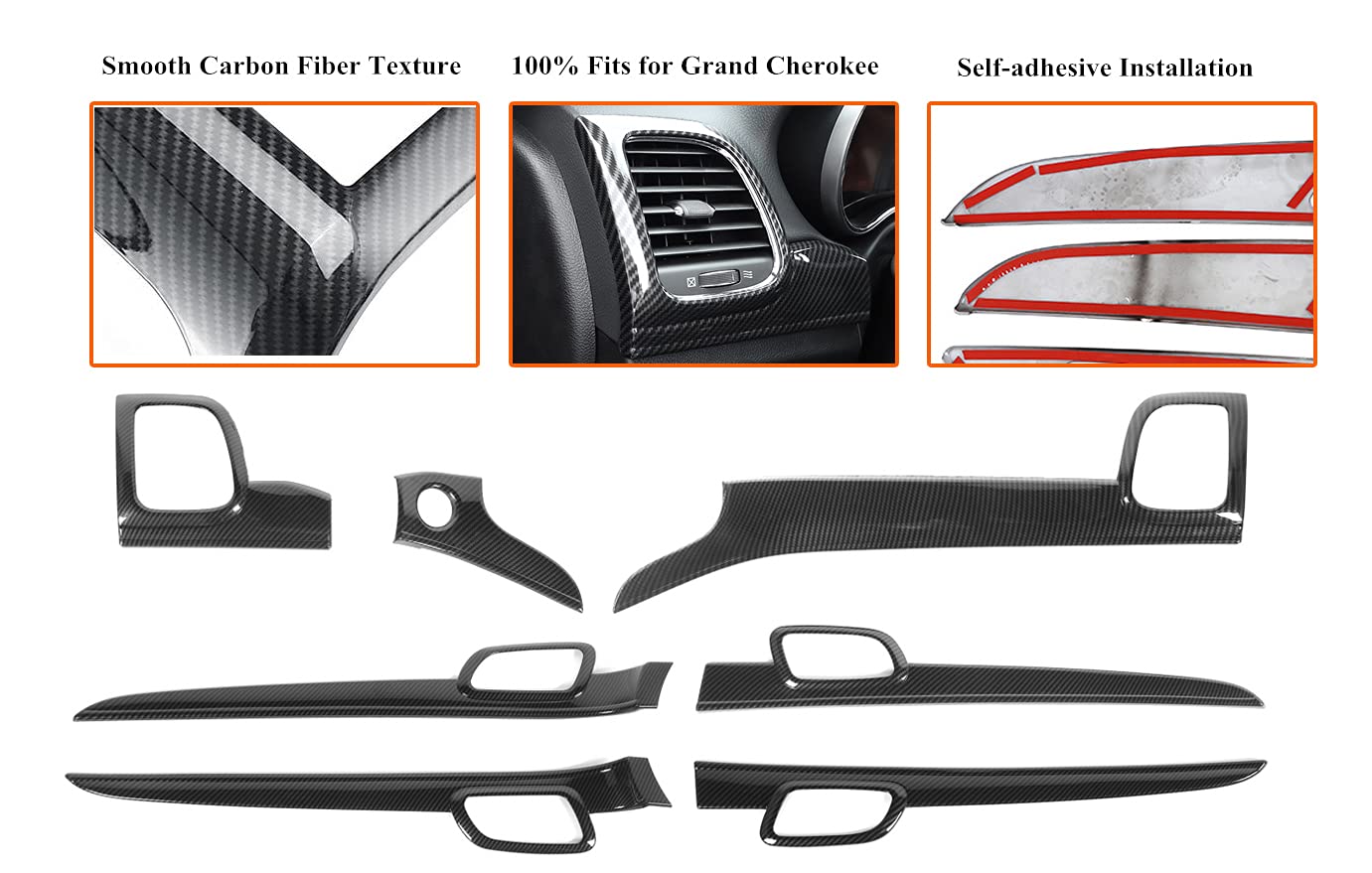 YOCTM ABS Carbon Fiber Look Door Handle Cover for Jeep Grand Cherokee 2014-2021 - 4 Door Interior Accessory