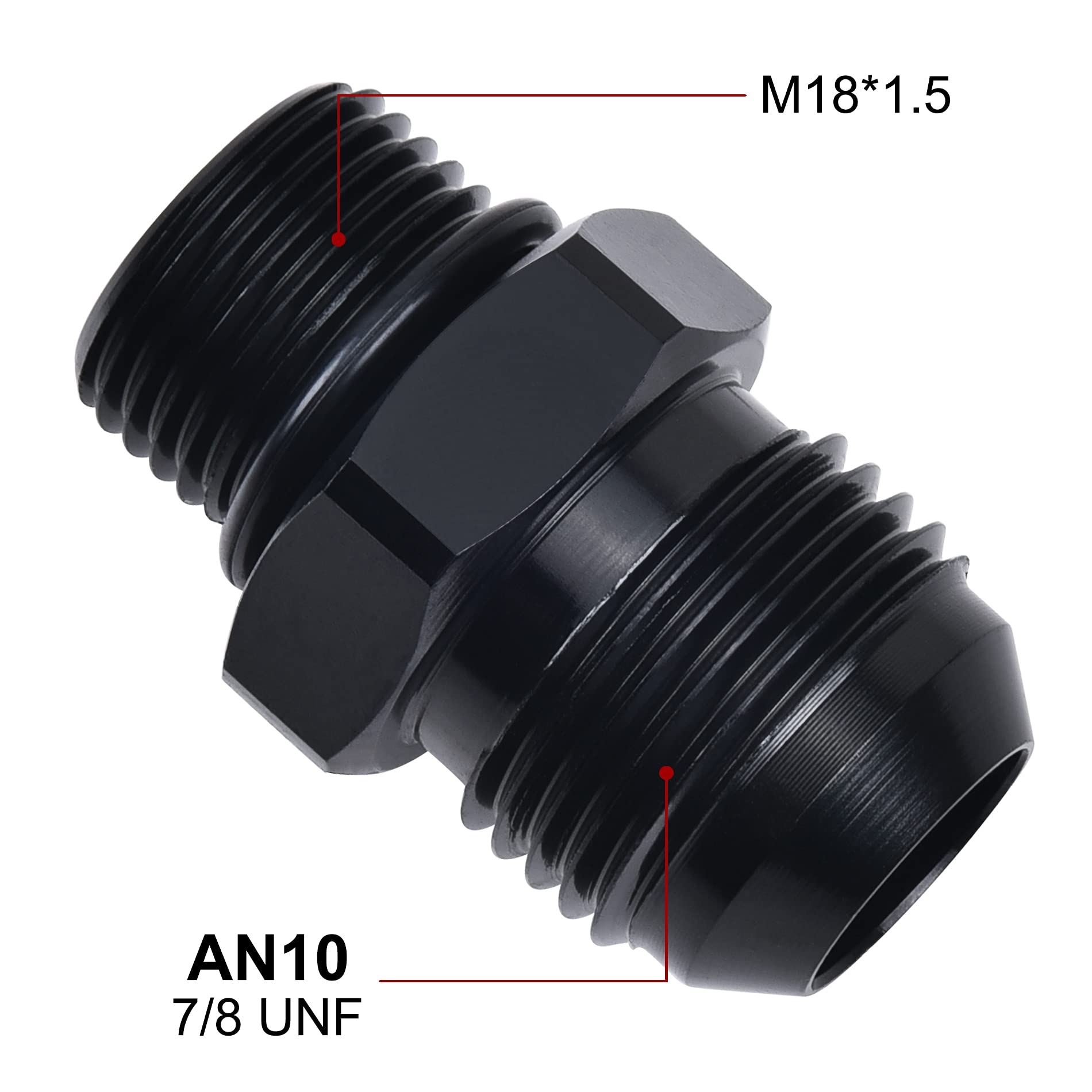 Evil Energy 10An Male Flare To M18 X 1.5Mm Male Metric Fitting Adapter Aluminium Alloy 2Pcs