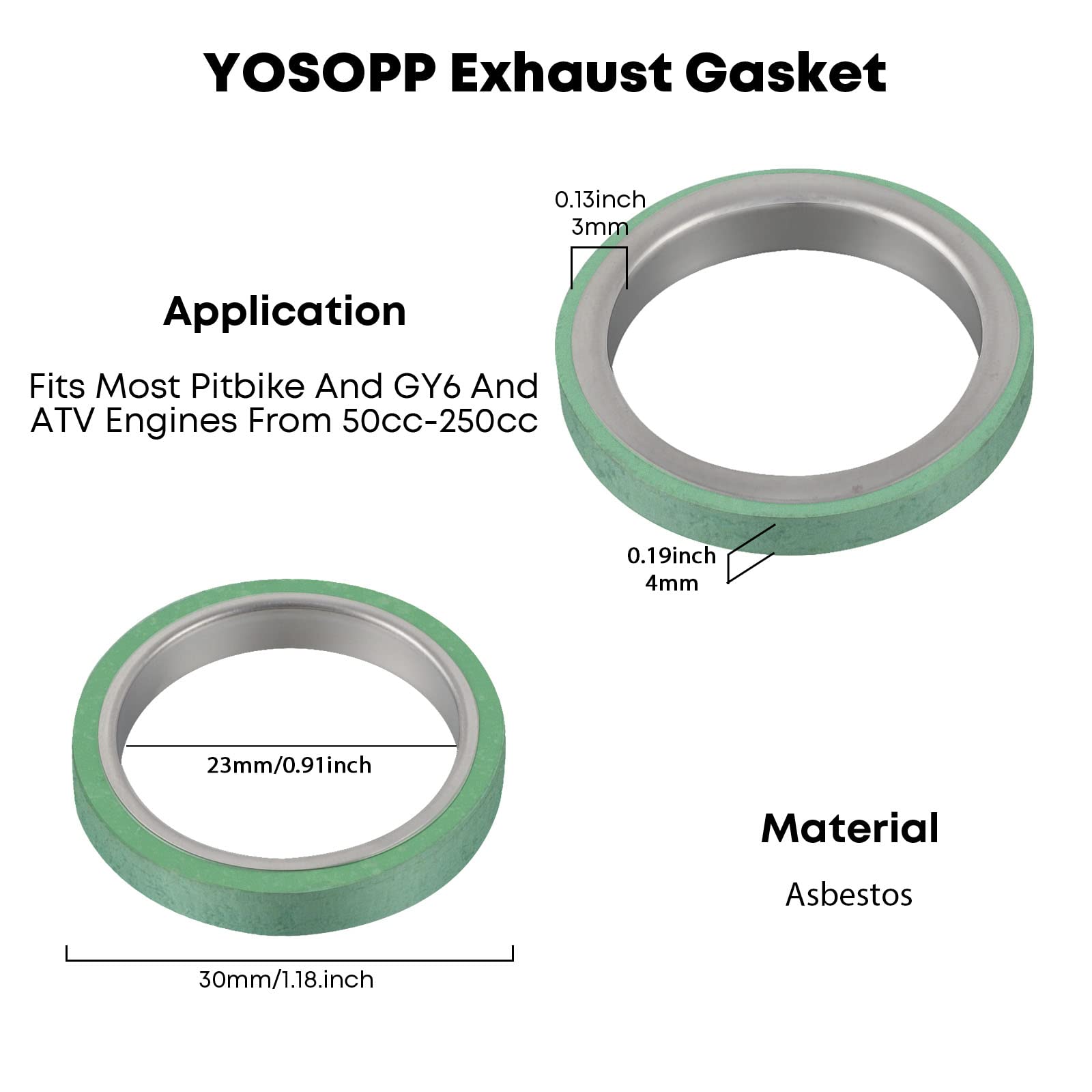 YOSOPP GY6 Exhaust Bolt Nuts Gasket for Scooters ATVs - GMB139 Engine Moped Quad 4 Wheeler Dune Buggy Go Karts - Taotao Sunl Coo