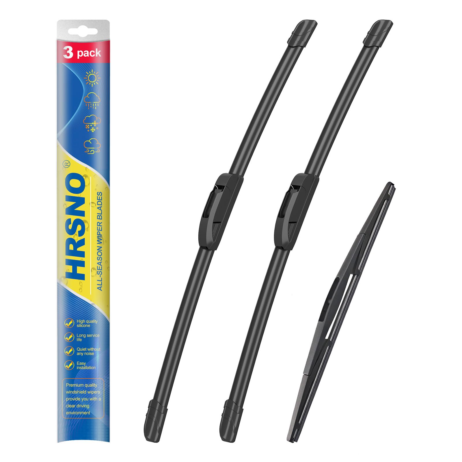 Hrsno 26''+17'' Windshield Wipers With 14'' Rear Wiper Blade Sets Automotive Replacement For Subaru Forester 2012-2018,Easy For 