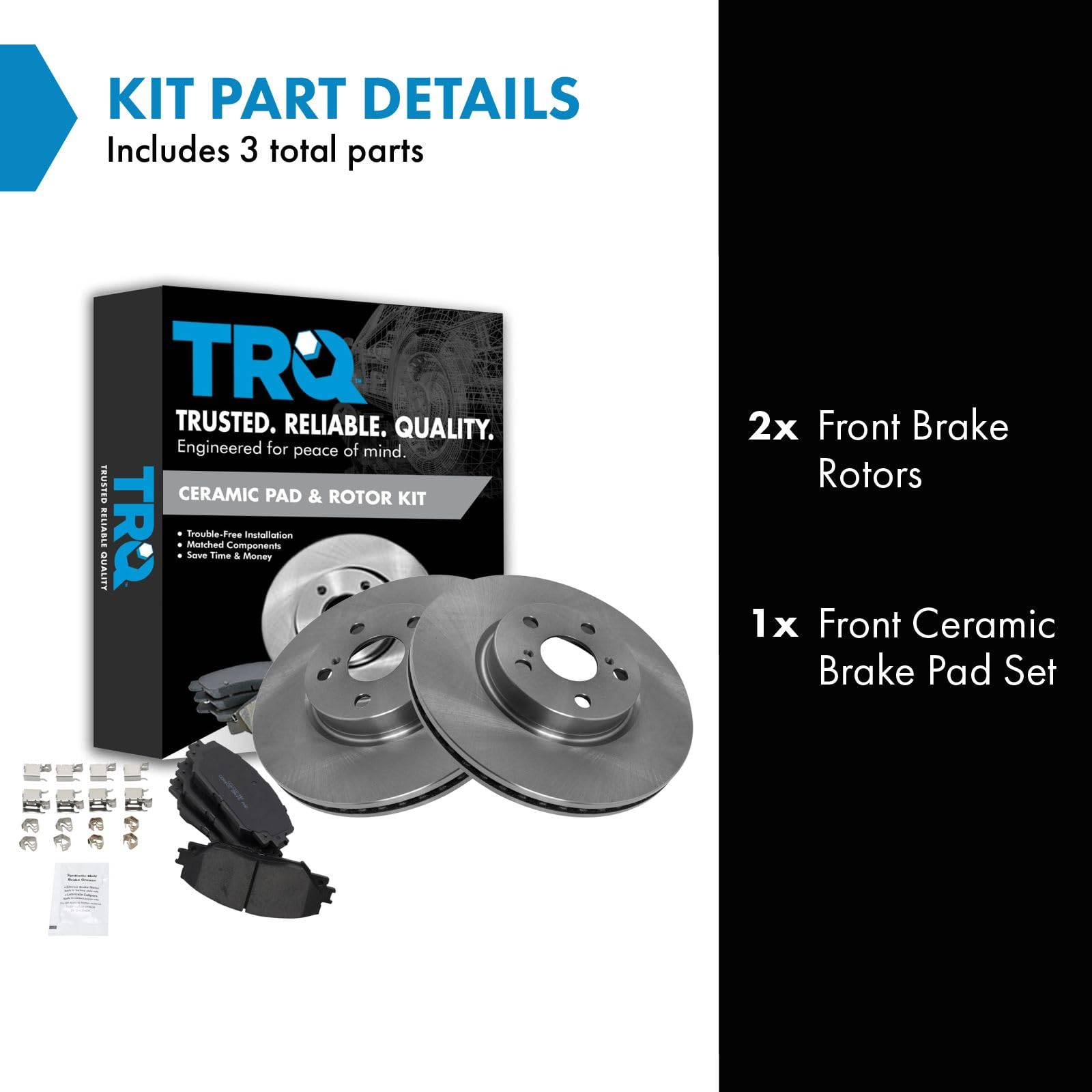 Trq Front Brake Pad & Rotor Kit Brake Pads Brake Rotor Ceramic Compatible With 2009-2010 Pontiac Vibe 2008-2014 Scion Xd 2009-20