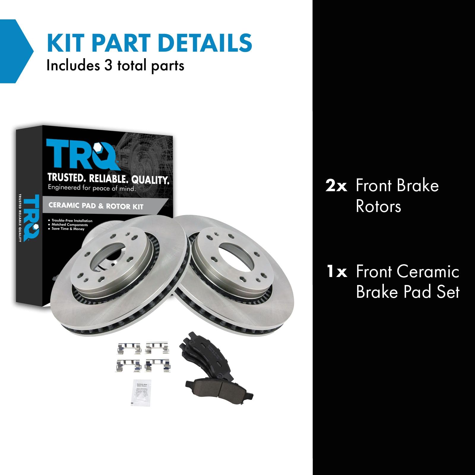 Trq Front Brake Pad & Rotor Kit Brake Pads Brake Rotor Ceramic Compatible With 2006-2007 Buick Rainier 2006-2009 Chevrolet Trail