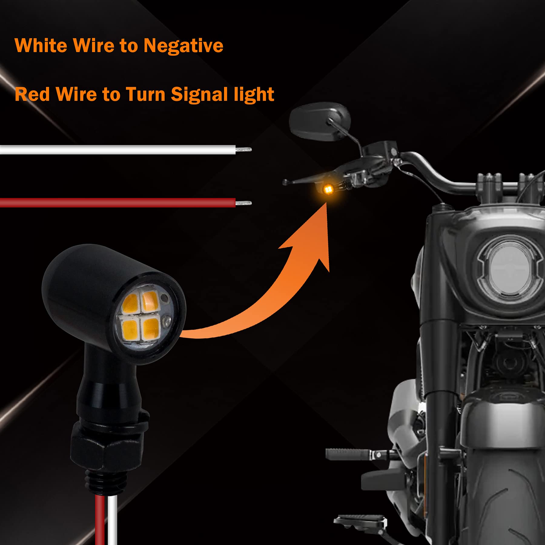 QUASCO Led Turn Signal Lights Universal Mini Size Blinkers Front Motorcycle Indicator Compatible with Harley Honda Kawasaki Suzu