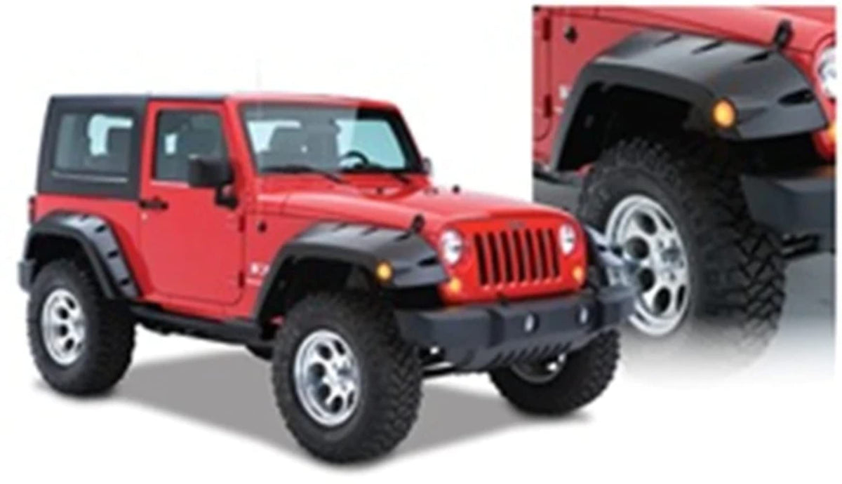 Bushwacker Max Coverage Pocket/Rivet Style Front Fender Flares | 2-Piece Set, Black, Textured Finish | 10045-02 | Fits 2007-2018