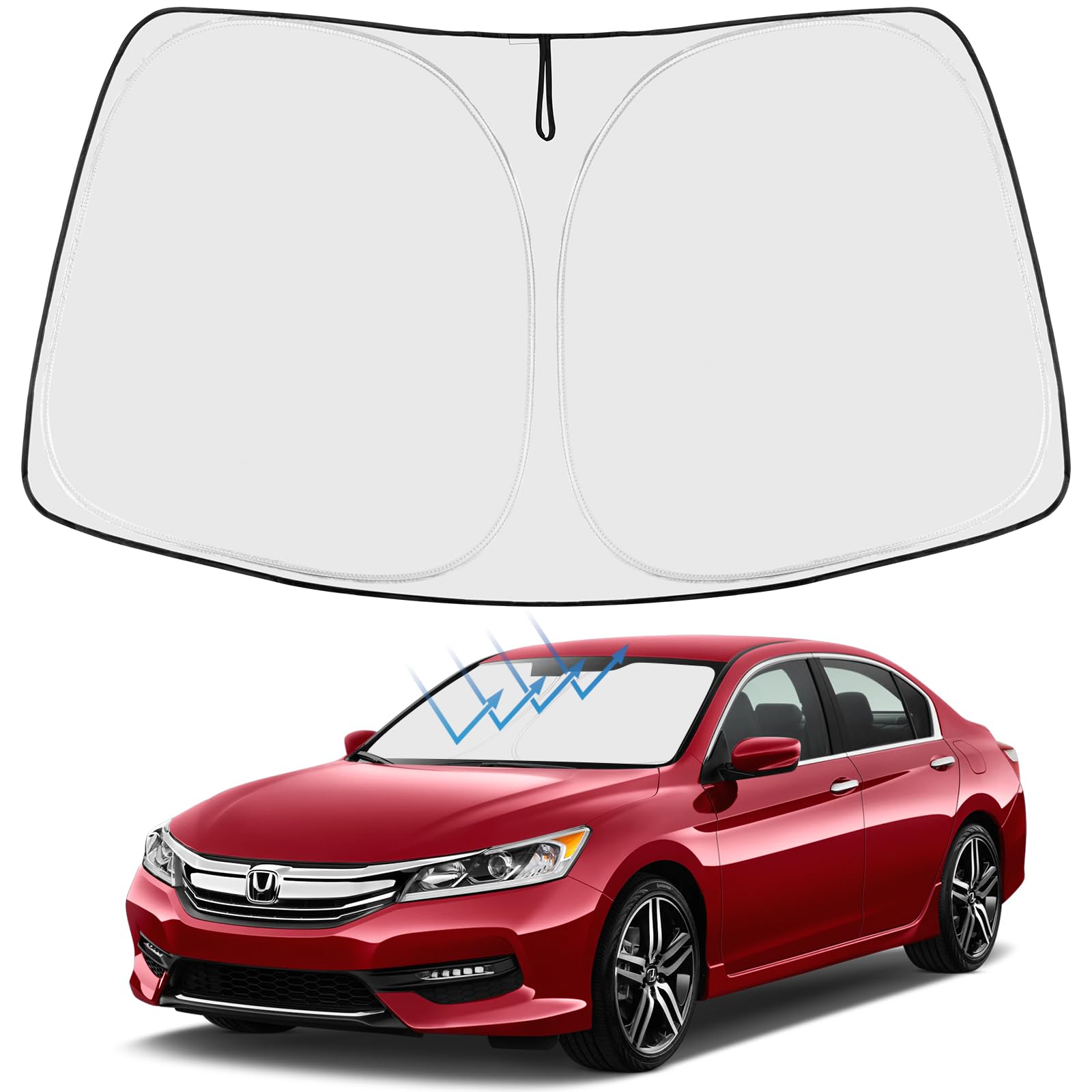 Proadsy 2025 Upgrade Windshield Sun Shade Custom Fit 2014-2017 Honda Accord 4-Layer Foldable Front Sunshade Protector Sun Visor