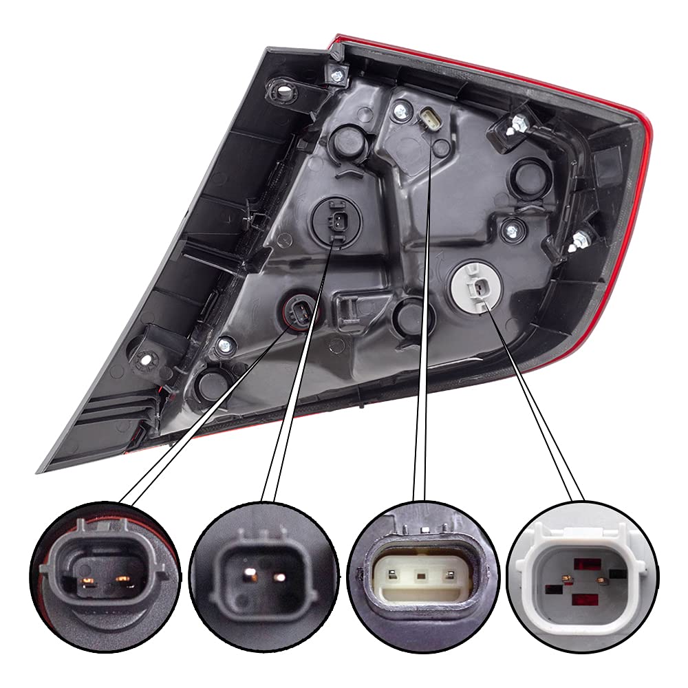 Brock Replacement Drivers Tail Light Quarter Panel Mounted Tail Lamp Compatible With 16-21 Civic Sedan 33550Tbaa01