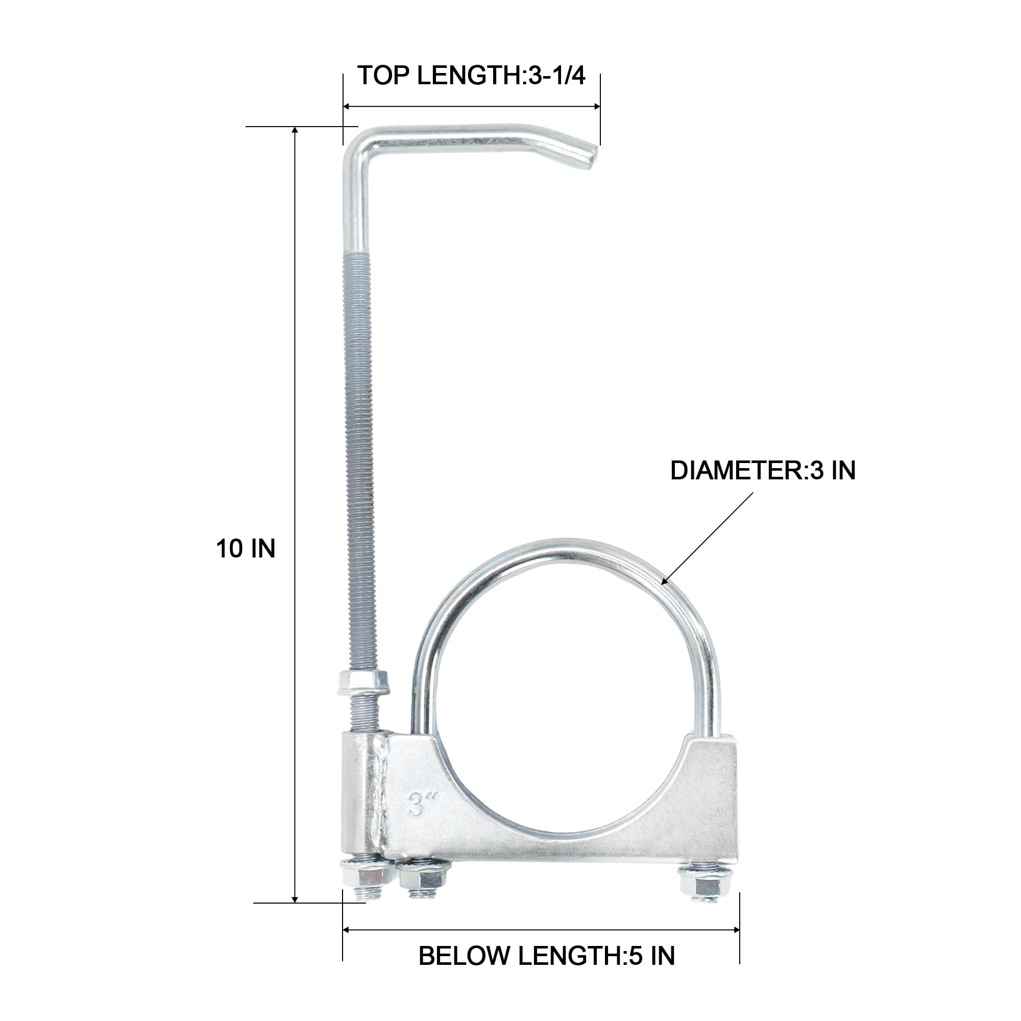 Scottchen Pro Exhaust Clamp With Hanger Fit 3'' Exhaust Pipe, Exhaust System Hanger, Pipes Exhaust Hanger, 2 Pack
