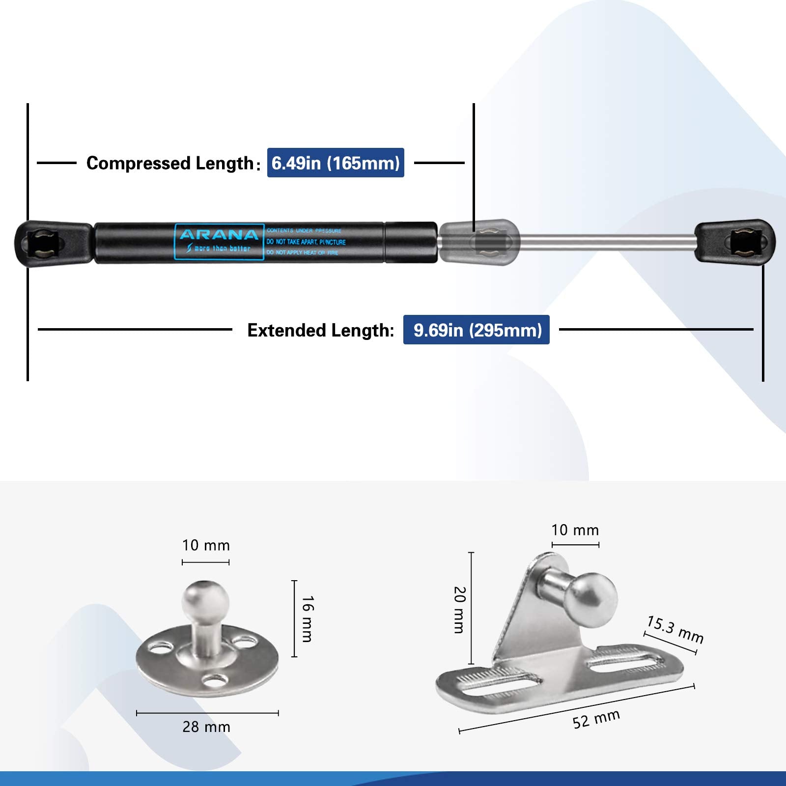 ARANA 10 Inch 45Lb/200N Gas Struts Shocks Spring Lift Support, Tool Box Struts 10 inch,Gas Spring for Truck/Pickup/Toolbox/Cabin