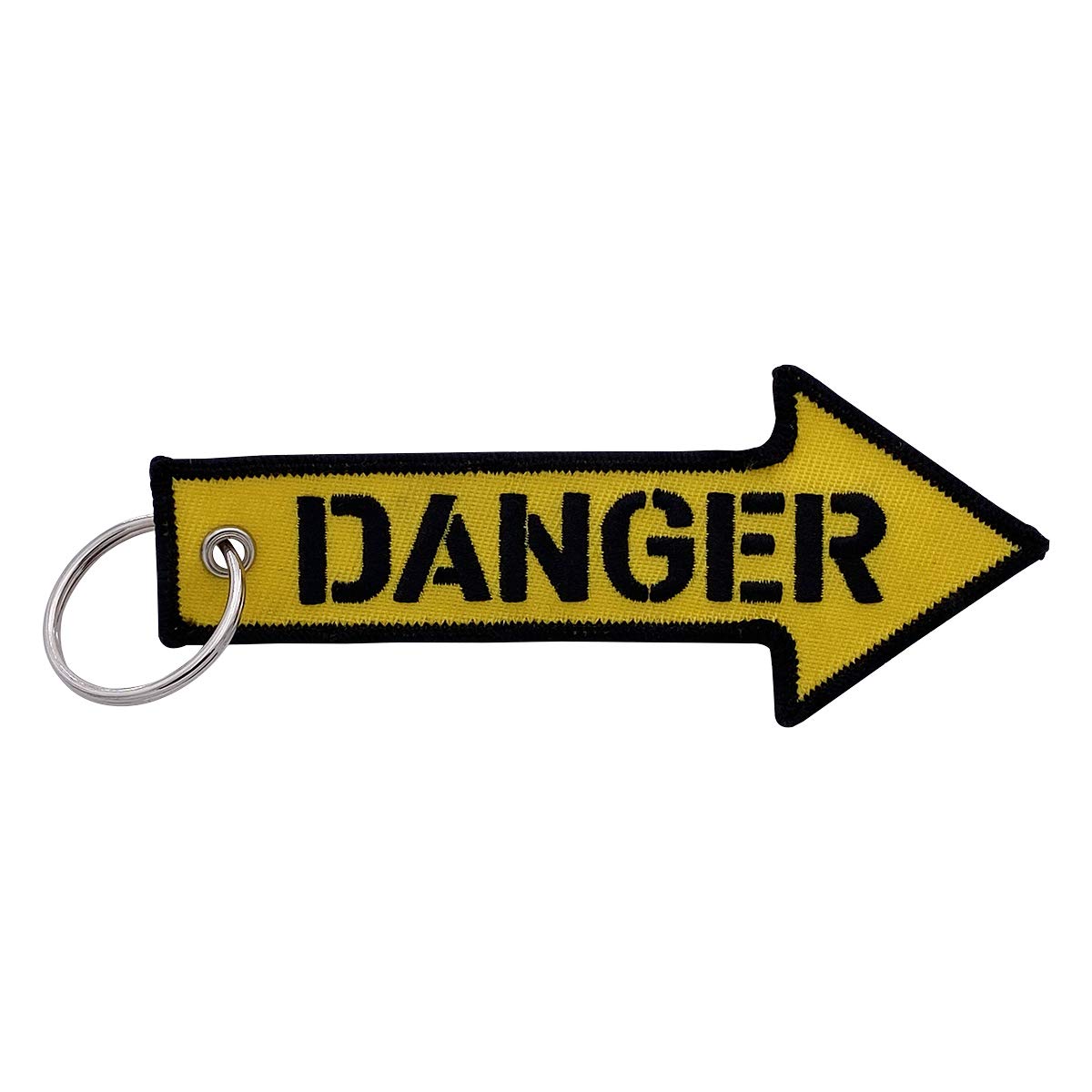 Boostnatics Keychain Tag For Motorcycles, Scooters, Bike, Cars, Backpacks, Gifts, & More (Danger Arrow)