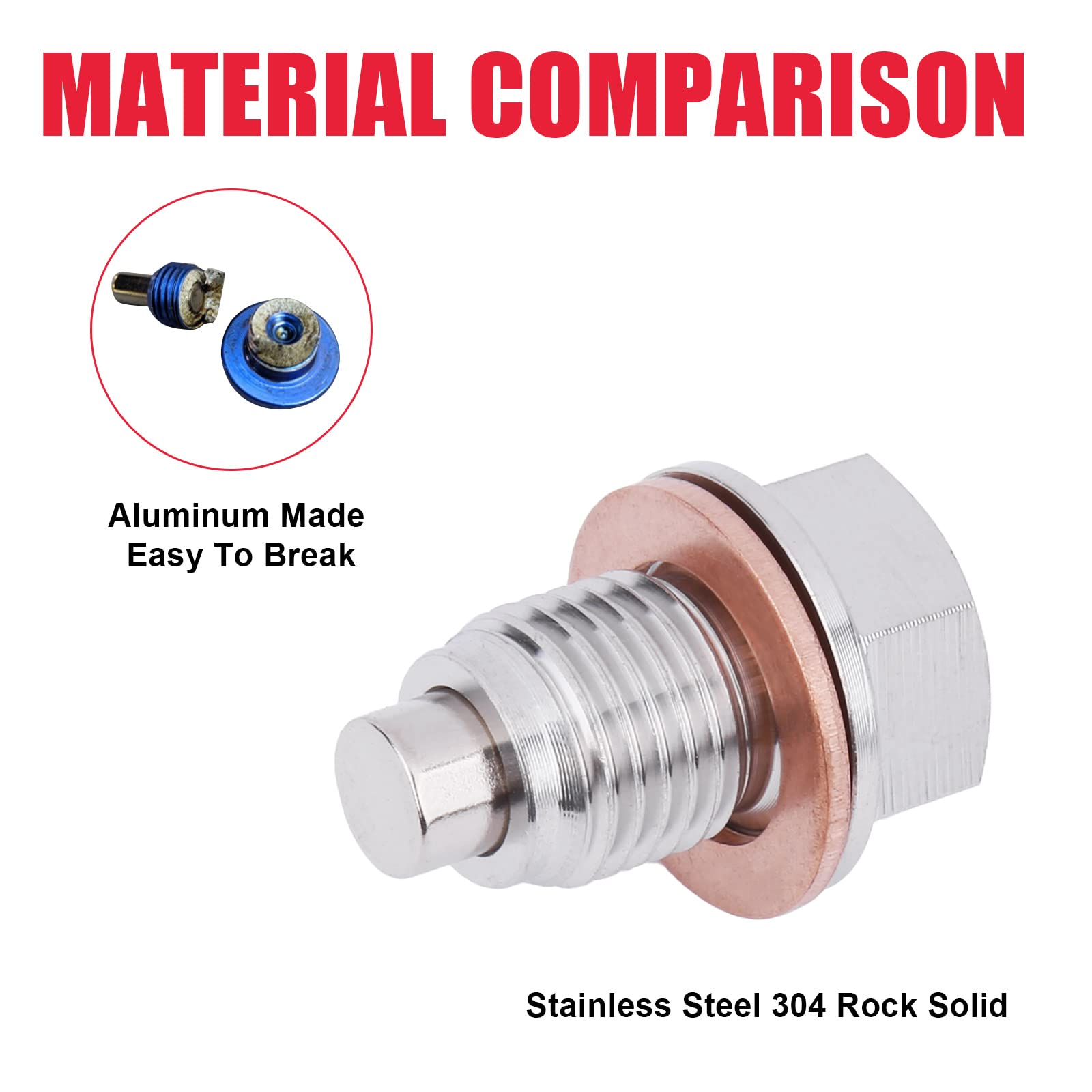 M14 X 1.5Mm Stainless Steel Magnetic Oil Drain Plug With Neodymium Magnet Fits For Honda Acura Ford Gm Mazda Hyundai Kia And Mor