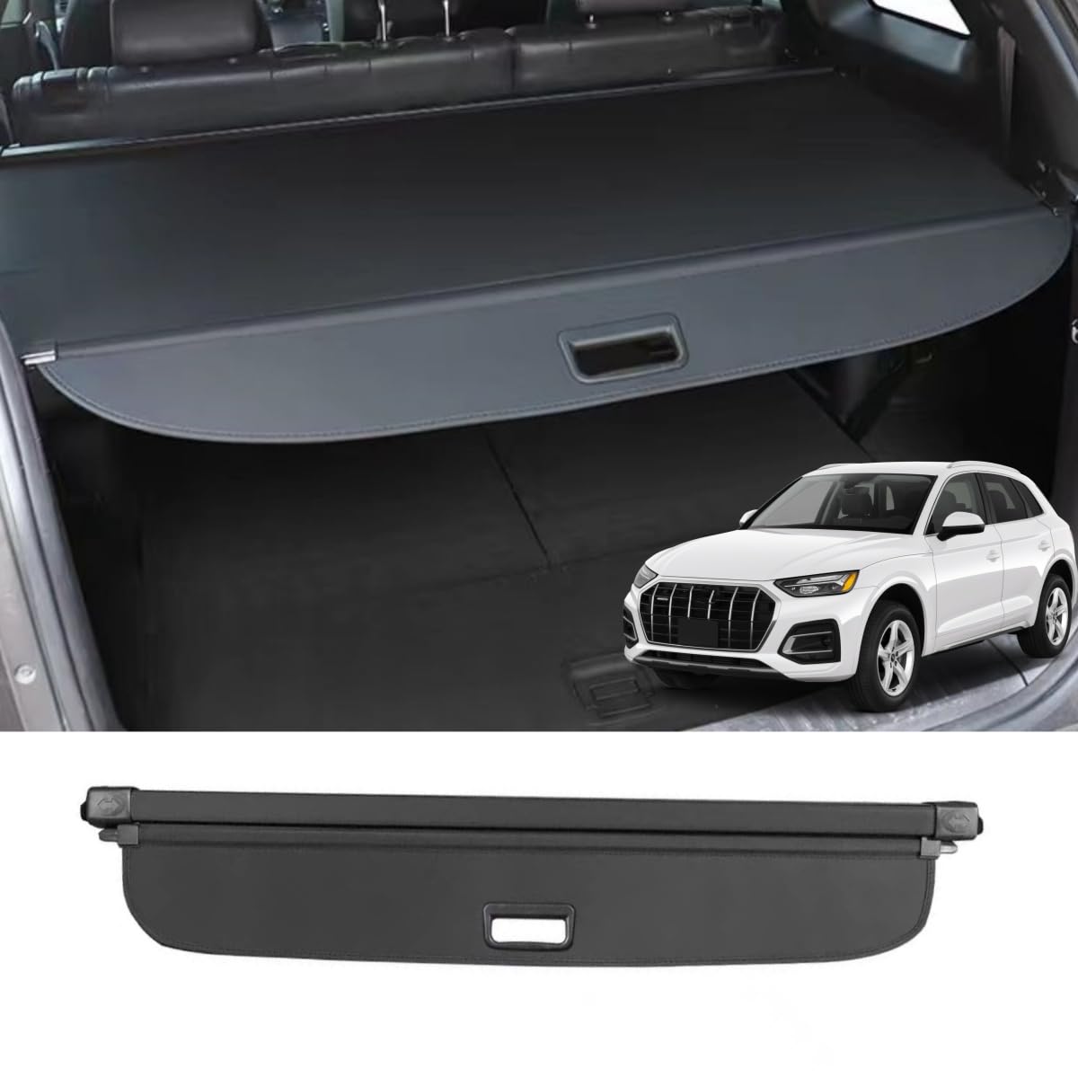 Okutech Black Retractable Cargo Cover Compatible With Audi Q5 Sq5 2018 2019 2020 2021 2022 2023 2024 Rear Cargo Privacy Screen C
