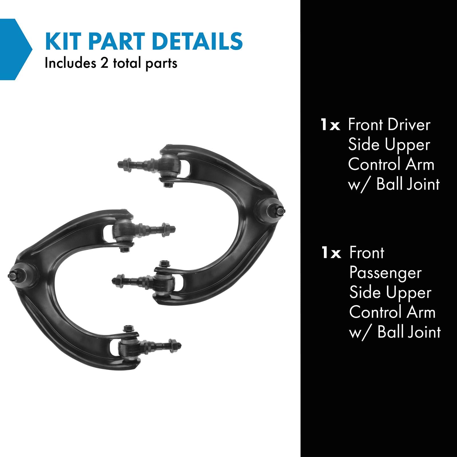 Trq Front Upper Control Arm With Ball Joint Set Compatible With 1990-1993 Acura Integra