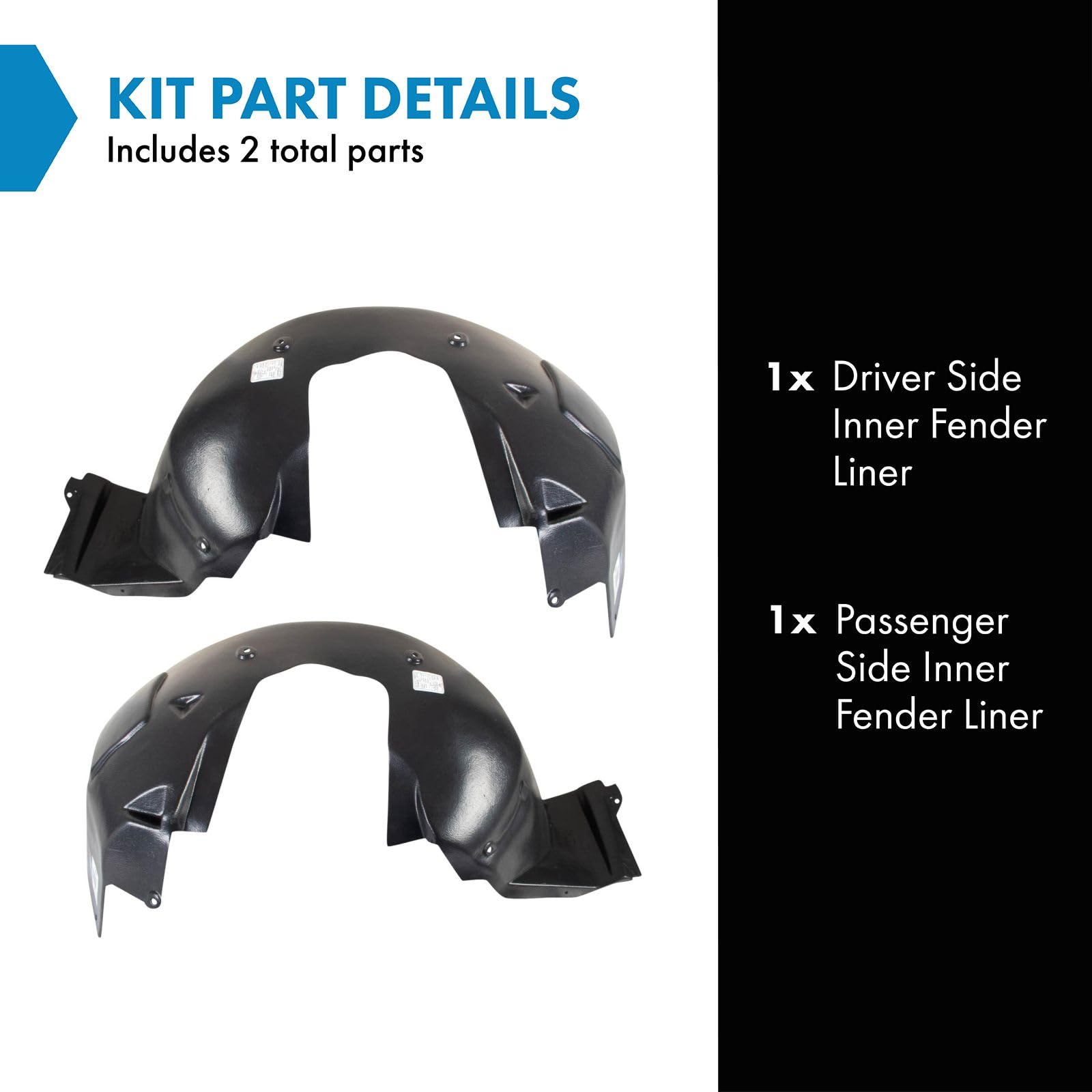 Trq Inner Fender Liner Set Compatible With 2008-2009 Pontiac G8 Gm1248204 Gm1249204