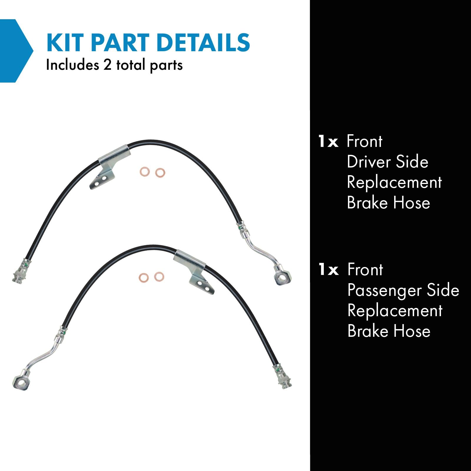 Trq Front Brake Hose Set Compatible With 1988-1999 Chevrolet C1500 1992-1999 C1500 Suburban 1988-1998 C2500 1992-1996 C2500 Subu