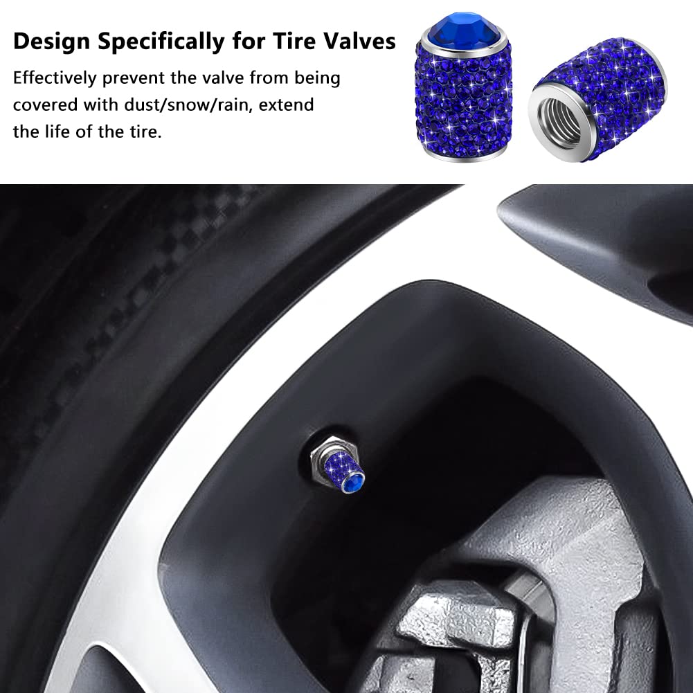 Bling Tire Stem Valve Caps, Crystal Tire Caps Shinny Rhinestone Universal Car Dustproof Tire Valve Caps For Car Suv Motorcycle B