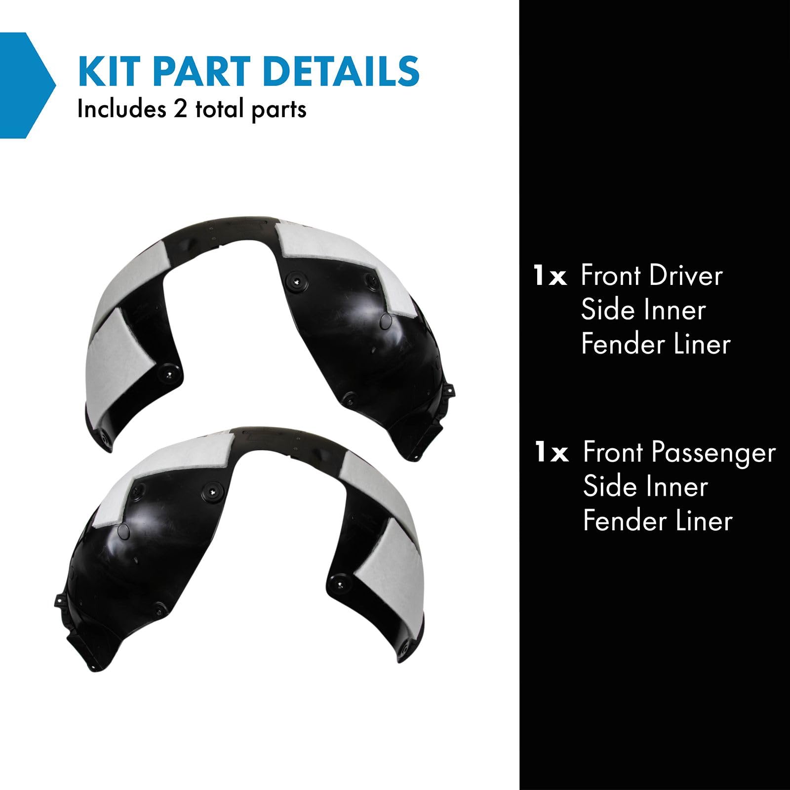 Trq Front Inner Fender Liner Set Compatible With 2020-2022 Kia Sportage Ki1248163 Ki1249163