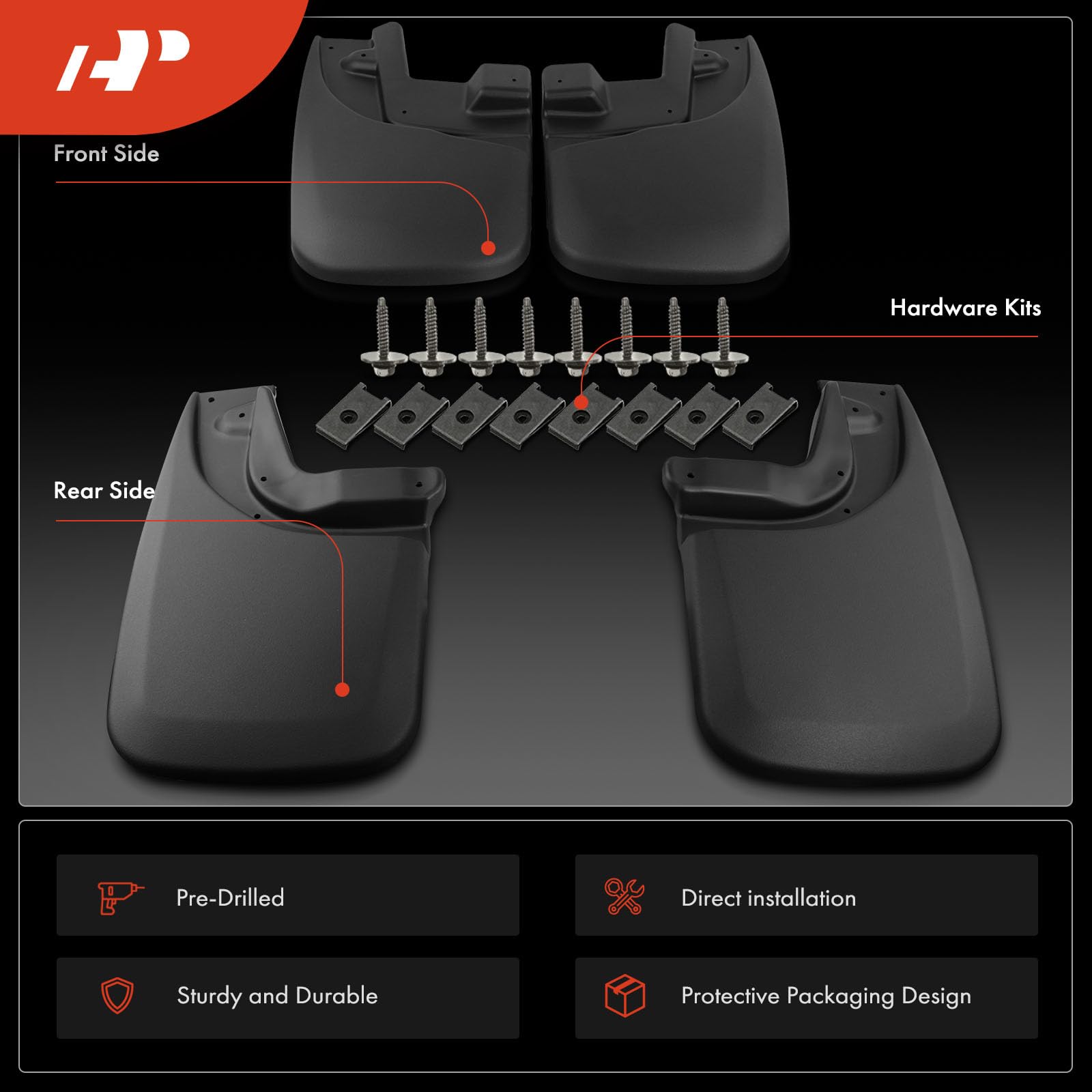 A-Premium Set Of 4Pcs Mud Flaps Splash Guards Mudguards Mudflaps With Hardware Kits Compatible With Toyota Tacoma 2005-2015 Pick