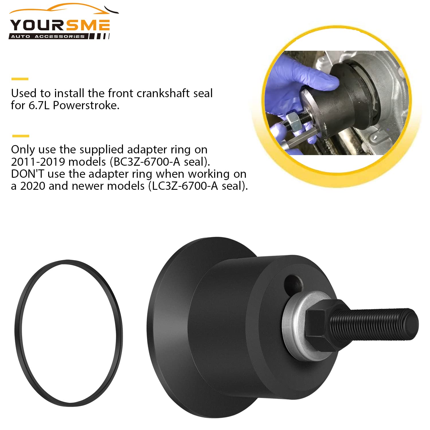 6.7L PowerStroke Front Crankshaft Seal Installer Tool 303-1509 & 303-1509-01 Fit for 2011-2020 Ford Super Duty F250/F350/F450/F5