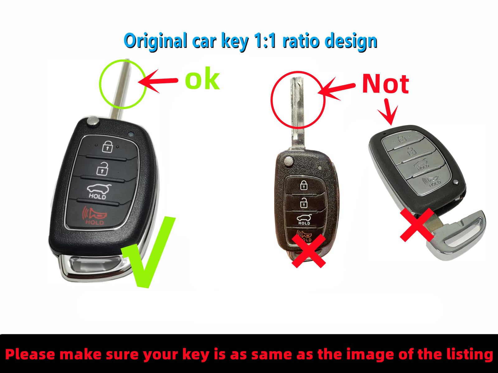 Reprotecting Silicone Rubber Key Fob Cover Compatible With 2013-2019 Hyundai Santa Fe Sport Sonata Tucson (Suitable For Buttons