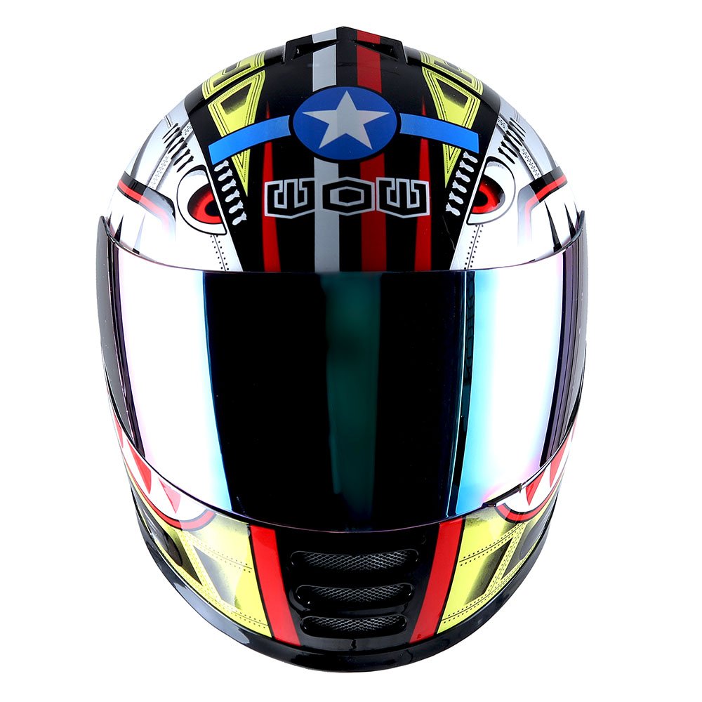 Wow Motorcycle Full Face Helmet Street Bike Bmx Mx Youth Kids Shark Yellow