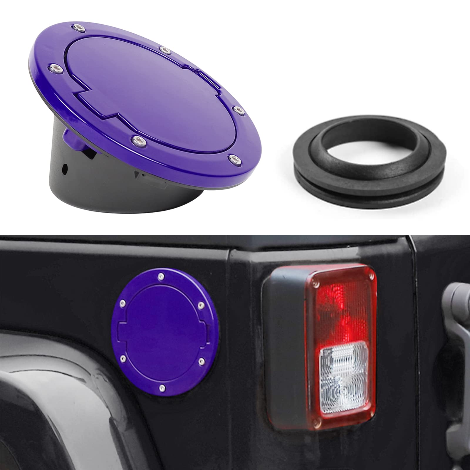 Jecar Jk Fuel Filler Cover Gas Cap Aluminum Alloy Gas Tank Door Exterior Accessories For Jeep Wrangler 2007-2018 Jk Jku, Purple
