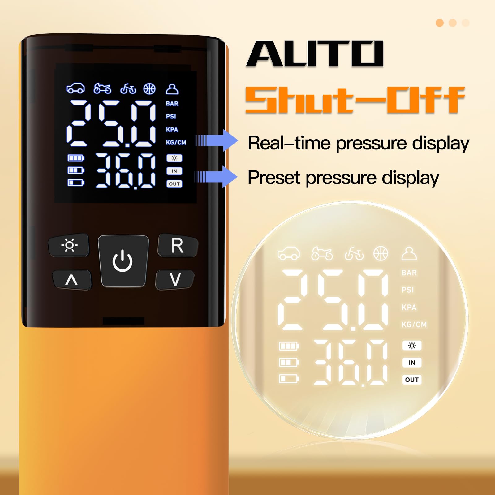 Tire Inflator Portable Air Compressor, Air Pump for Car Tires 5X Faster 150 Psi Digital Pressure Gauge, LED Light and Auto Shut-