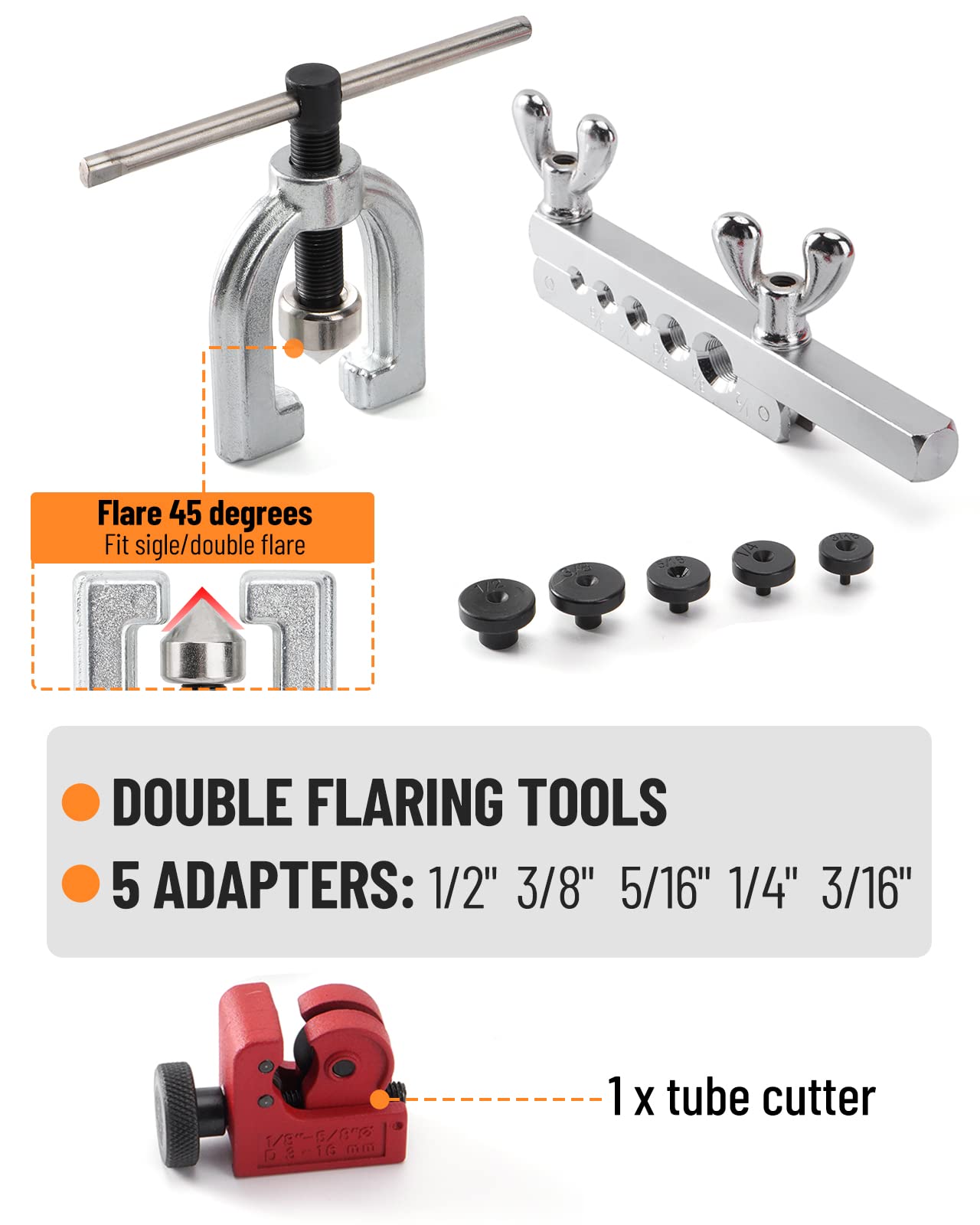 Racewill 25 Ft 3/16 Copper Coated Brake Line Kit (Includes 16 Fittings And 4 Unions Brake Line Fittings) + Double & Single Flari