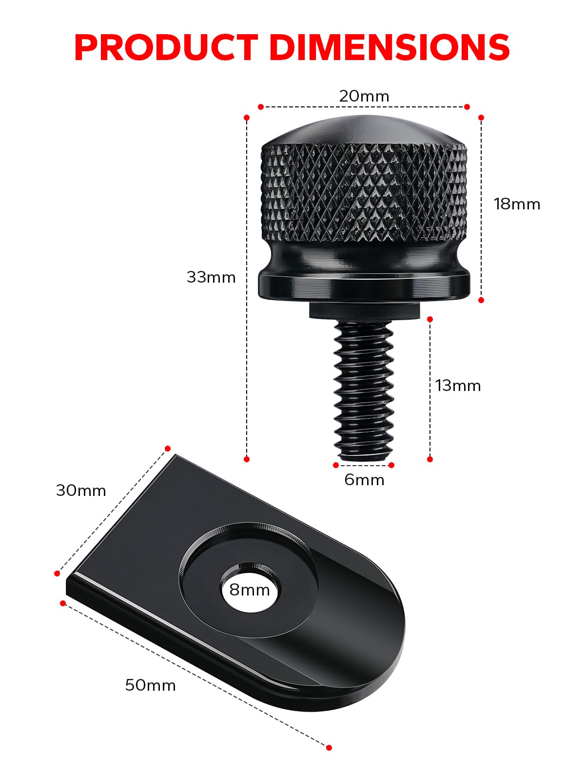 Amazicha Black Seat Bolt Tab Screw Mount Knob Cover Fit For Harley Touring 1996-2024