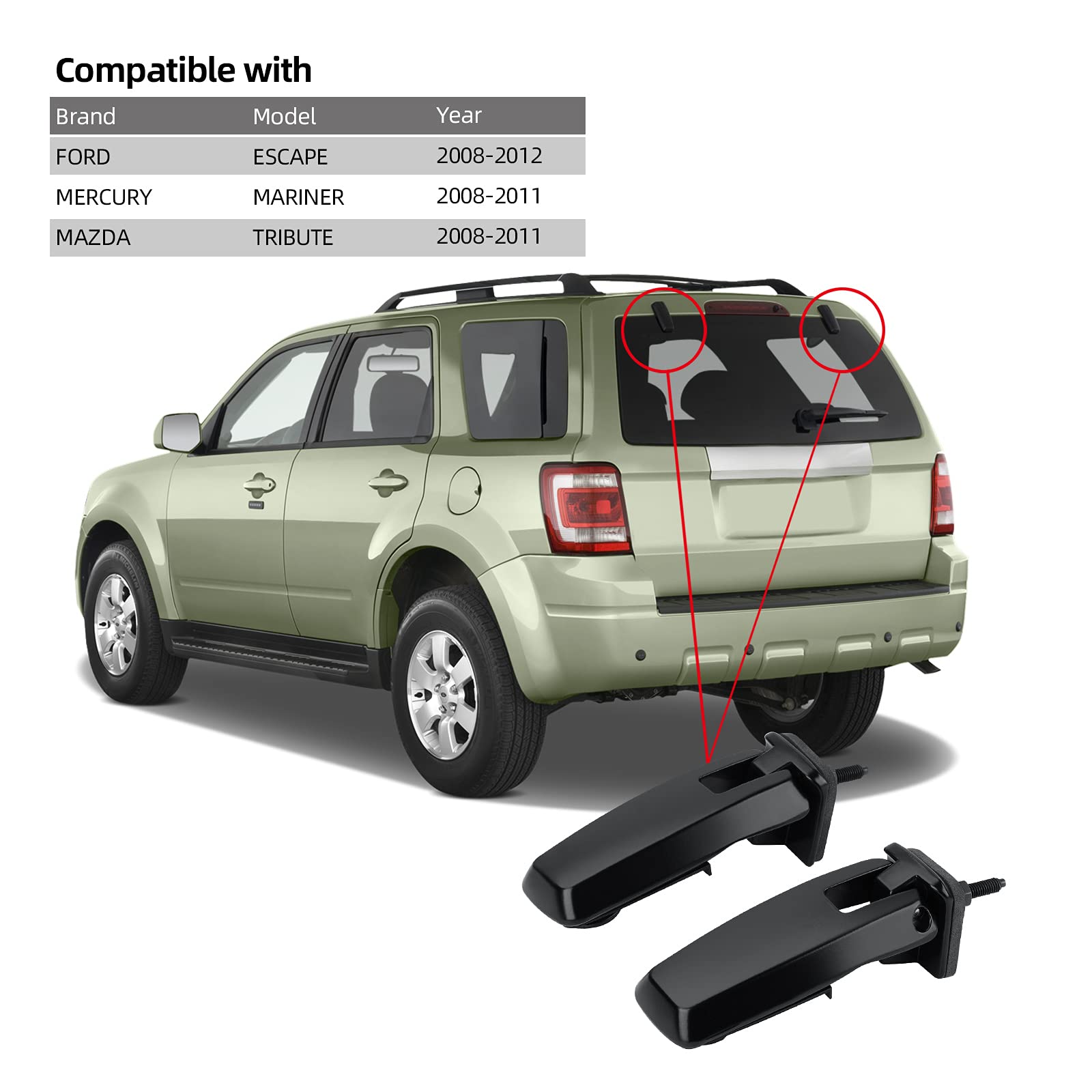 Rear Window Liftgate Glass Hinge Set Right&Left Compatible with Ford 08-12 Escape 08-11 Mercury Mariner 08-11 Mazda Tribute Tail