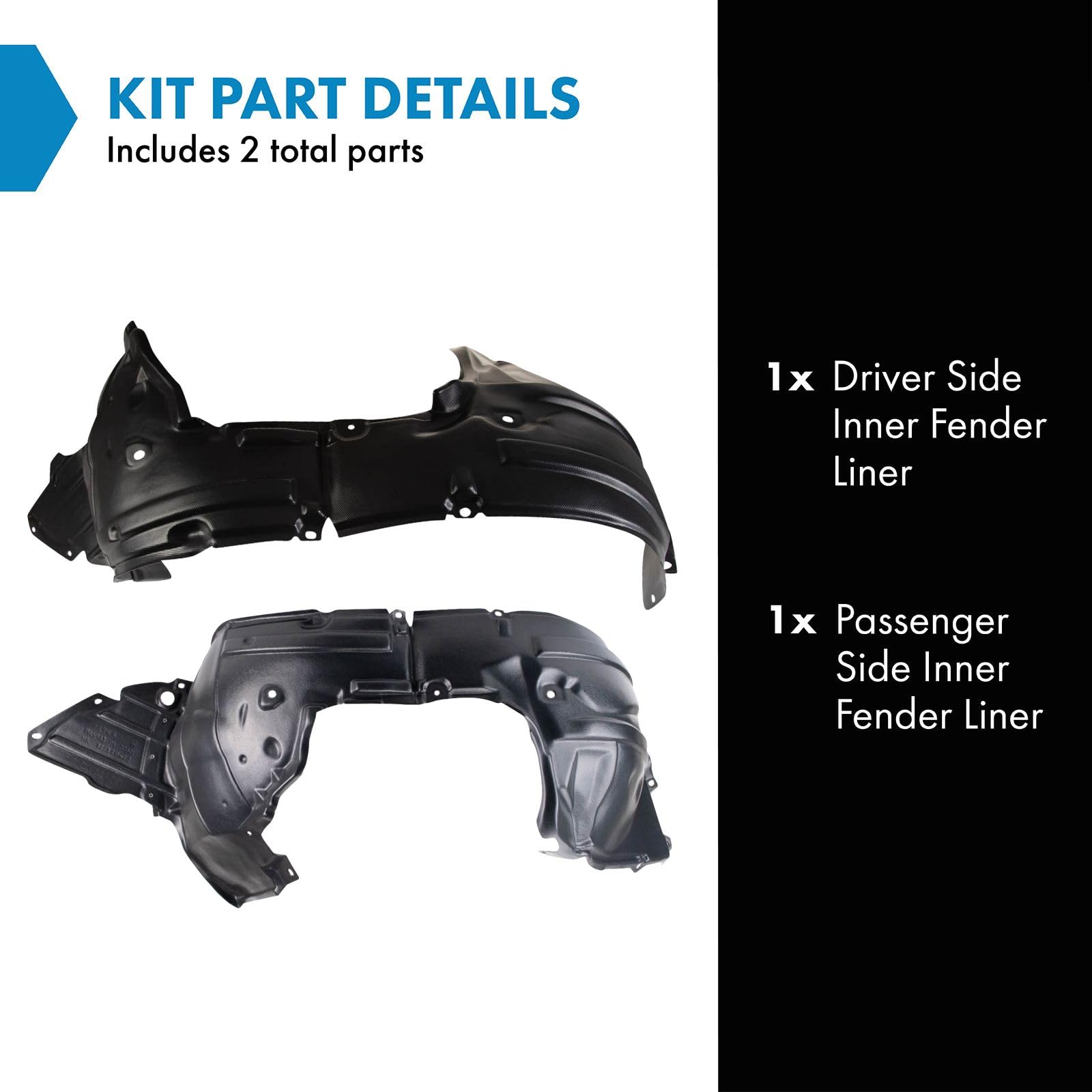Trq Inner Fender Liner Set Compatible With 2017 Nissan Sentra Ni1248163 Ni1249162