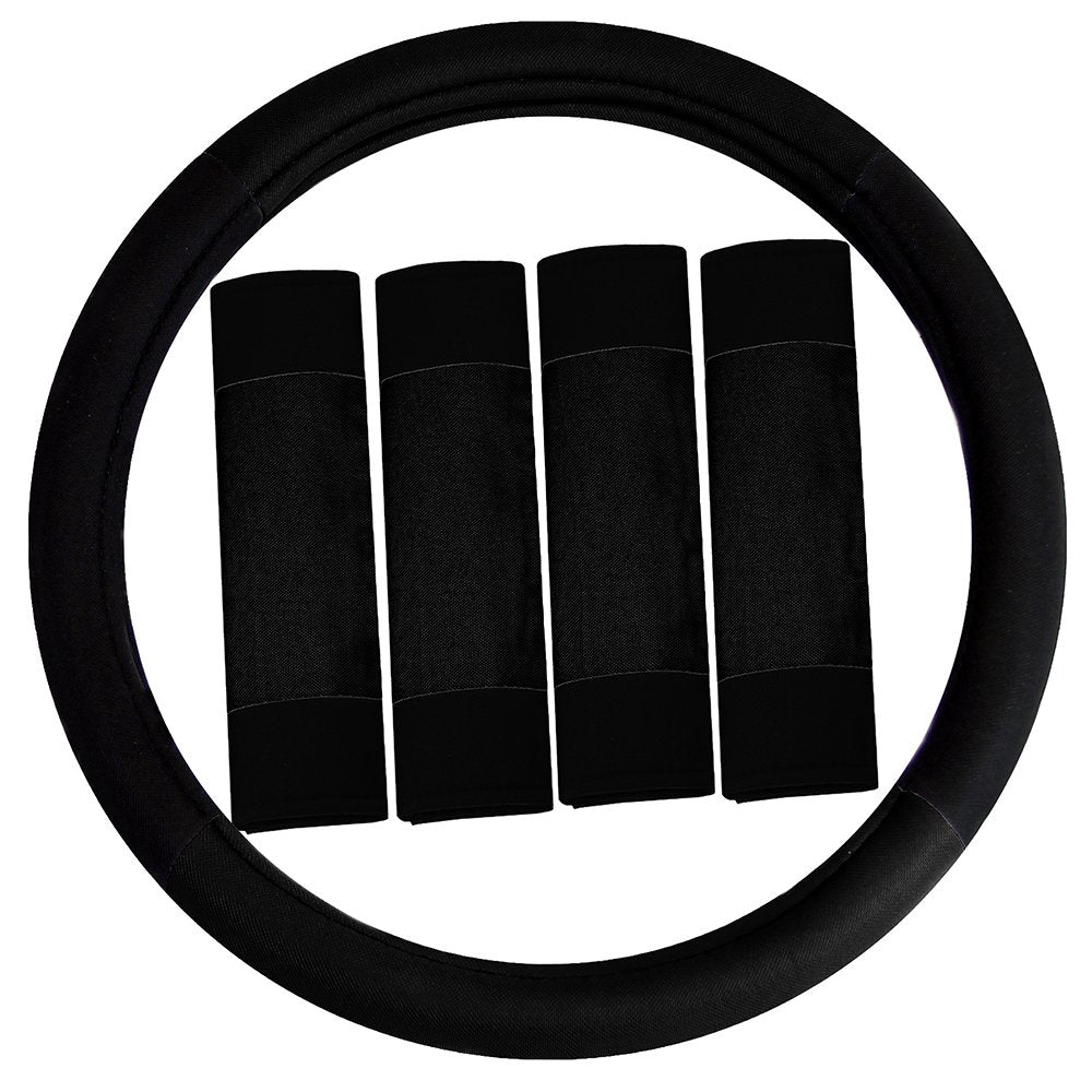 Fh Group Universal Fit Modernistic And Seat Belt Pads Combo Set Steering Wheel C WBCARB01DOMEFXS