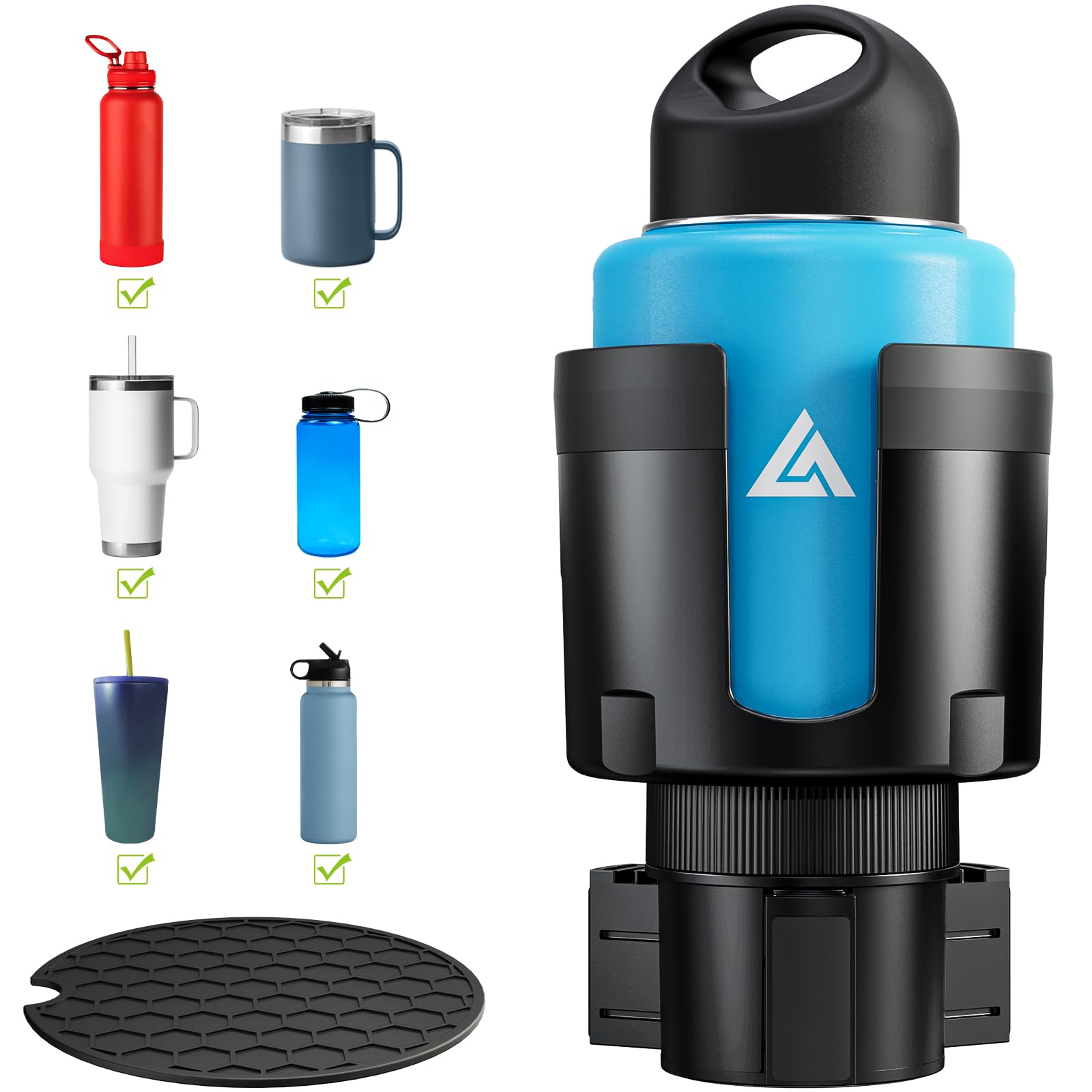 AUJEN Cup Holder Expander for Car  Upgraded Extender Cup Holder w/Offset Option, Adjustable Car Cup Holder Expander, Versatile