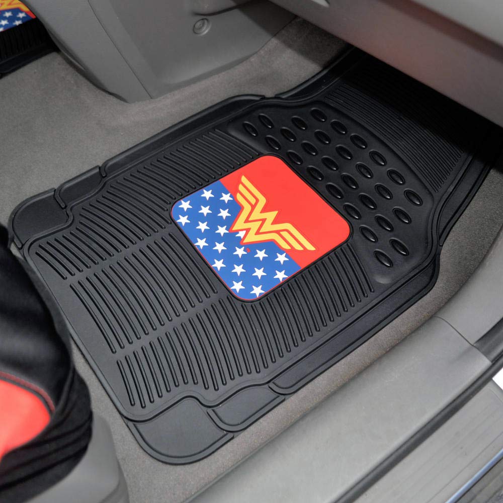 Bdk Warner Bros Dc Comics Classic Wonder Woman Car Accessories Floor Mats - Universal Fit, No-Slip Grip, All Weather Heavy Duty
