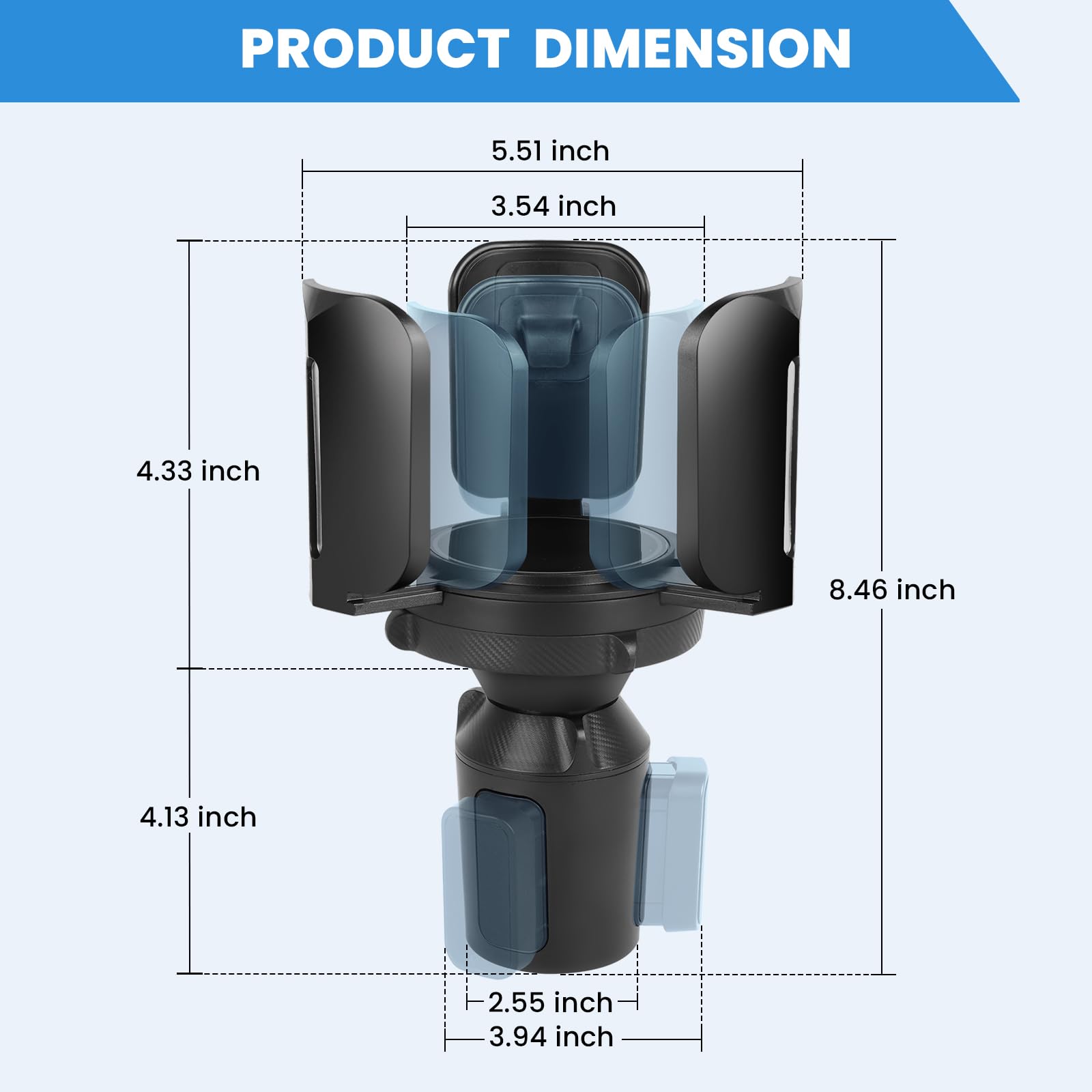 2Pc Car Cup Holder Expander With Adjustable Holder And Base,Compatible Withyeti Rambler,Hydro Flask,Nalgene,Stanley 10 To64Oz,Ho