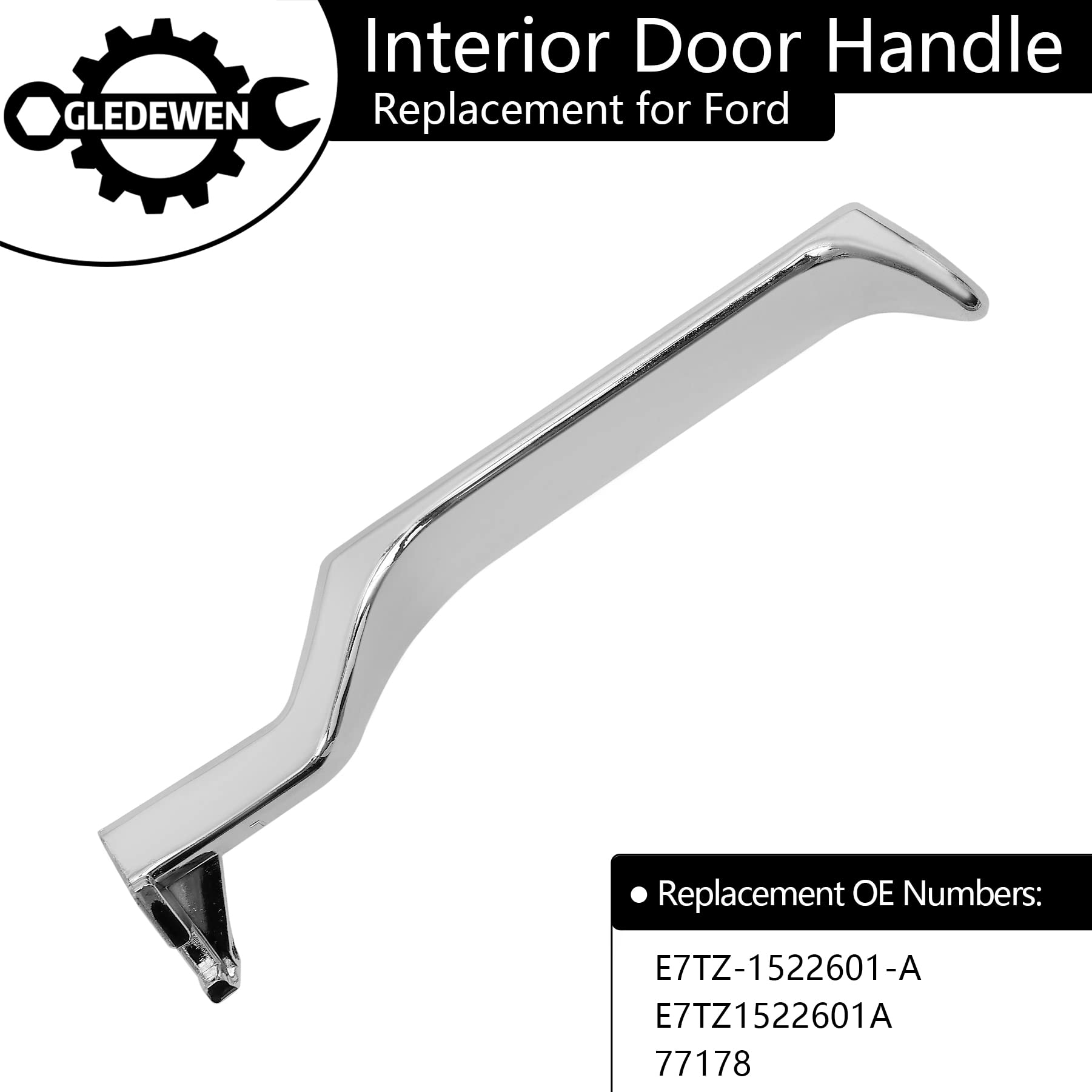 Gledewen Interior Door Handle, Compatible With 1987-1996 Ford F150 F250 F350 F53 F59 F800 Bronco, Chrome Metal Inside Front Left