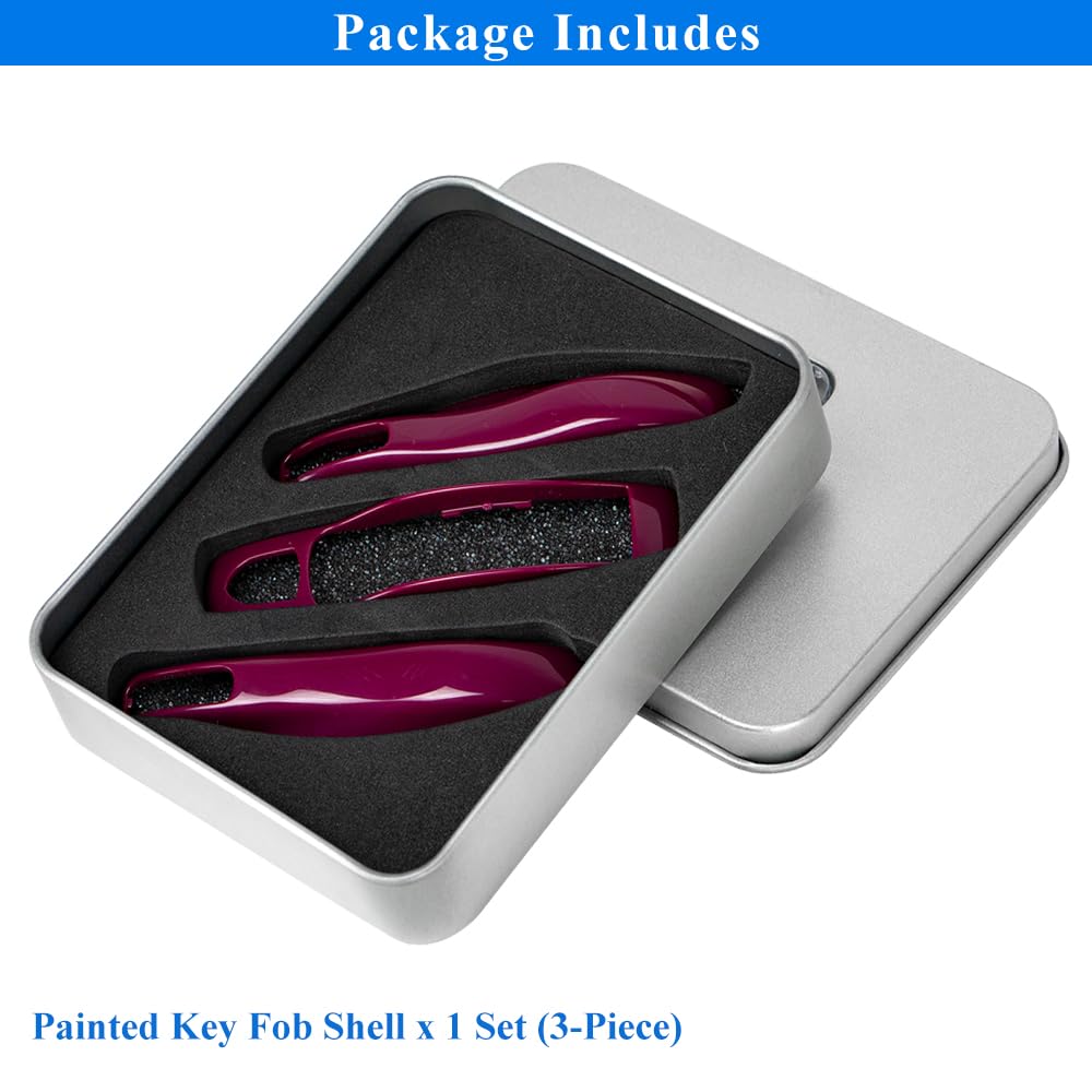 Aerobon 3-Piece Painted Key Cover Key Fob Shell Compatible With Porsche Key Shell Replacement (Mk1, Ruby Star Neo Red)
