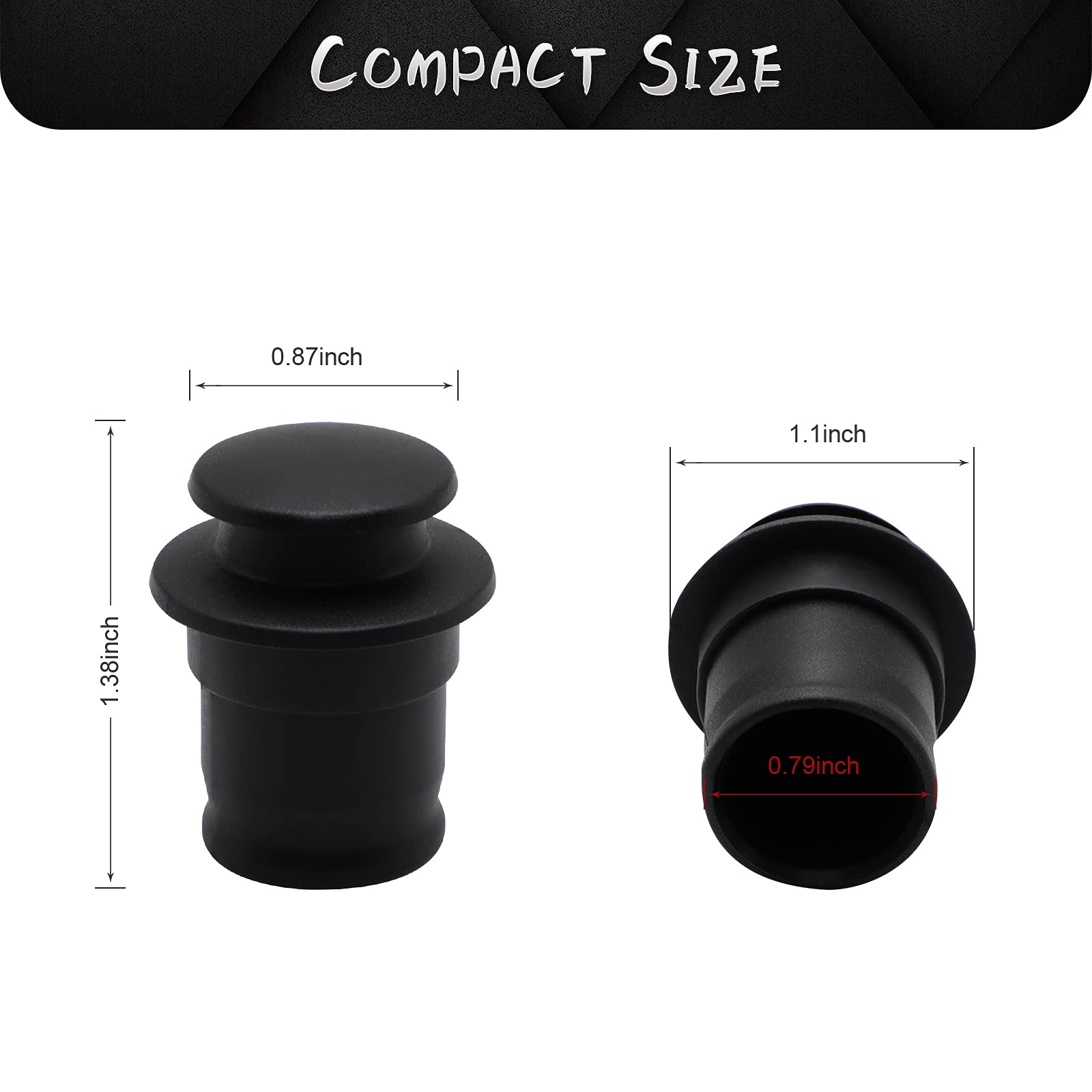 ZHSMS Black Universal Cigarette Lighter Cover Cap - Waterproof, Dustproof Auto Car Cigarette Lighter Socket Dust Cap (2 Pack)
