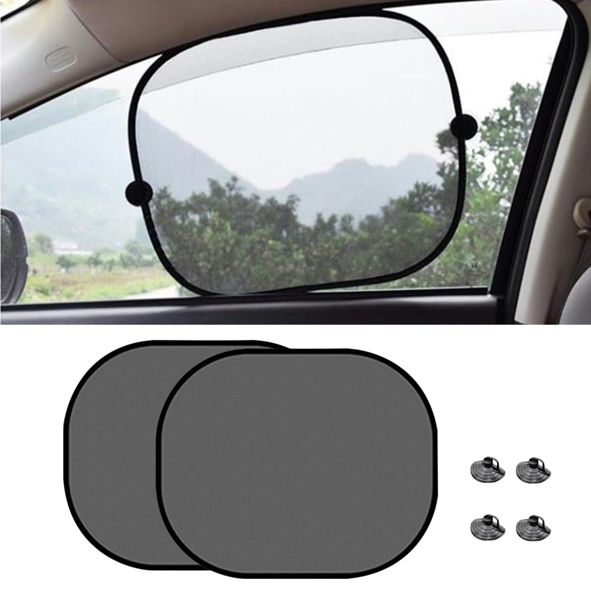 PACLVIO 2PCS Car Window Shad, Universal Car Sunshade Side Window Cover, 17''14'' Sun Glare and UV Rays Protection for Your Child