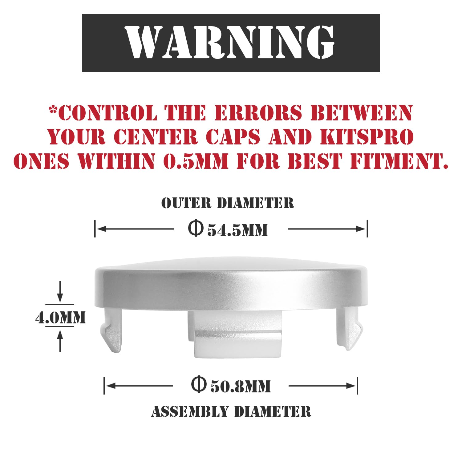 Kitspro 2.15Inch 55Mm Wheel Center Caps For Ford Edge Escape Focus Fusion Rim Hub Caps 6M21 1003 Aa, Pack Of 4 (Silver, Outer 55