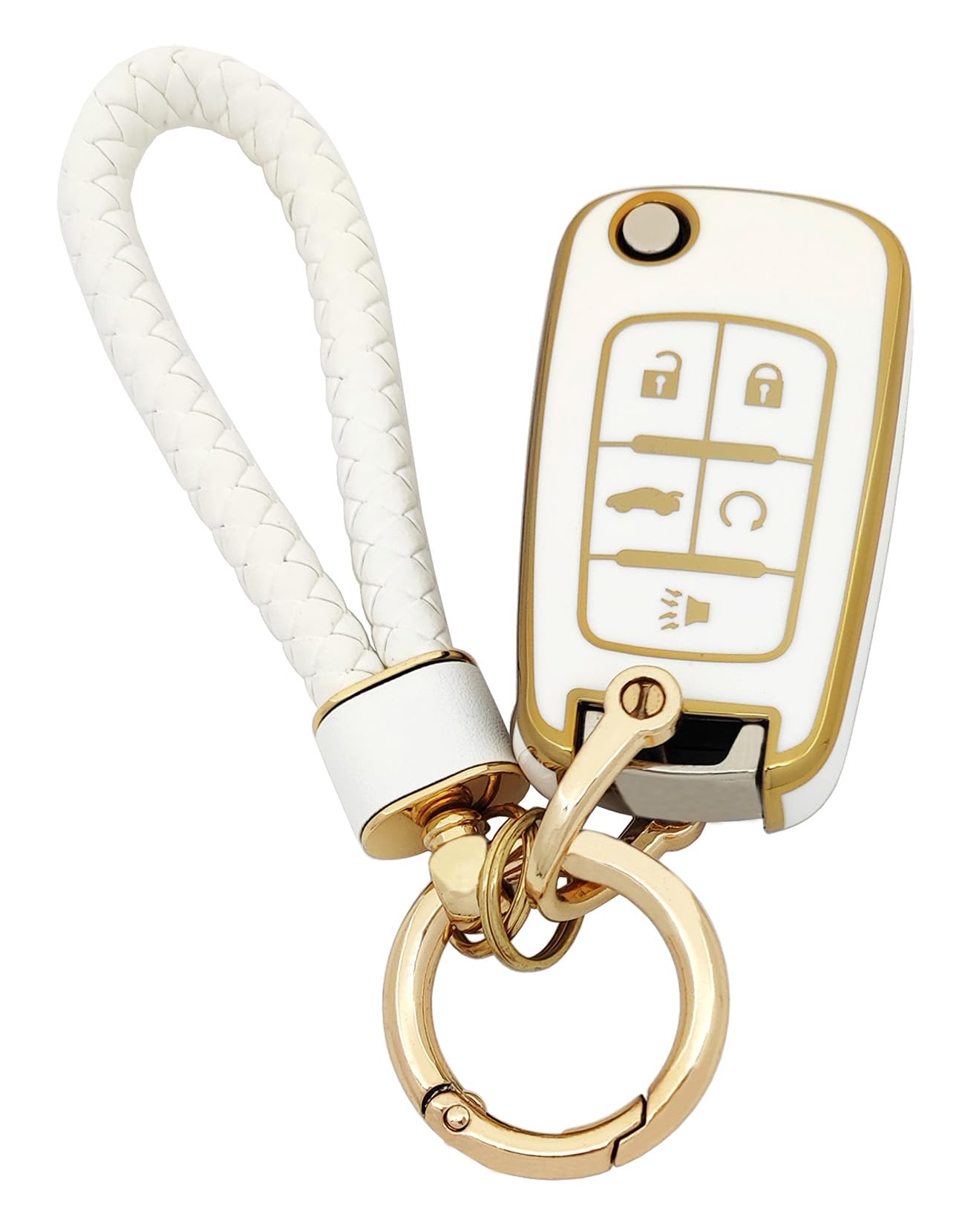 Arruweer Soft Tpu Key Fob Cover For Chevy Equinox Camaro Cruze Malibu Sonic Buick Gmc Terrain Flip Key Fob With Keychain