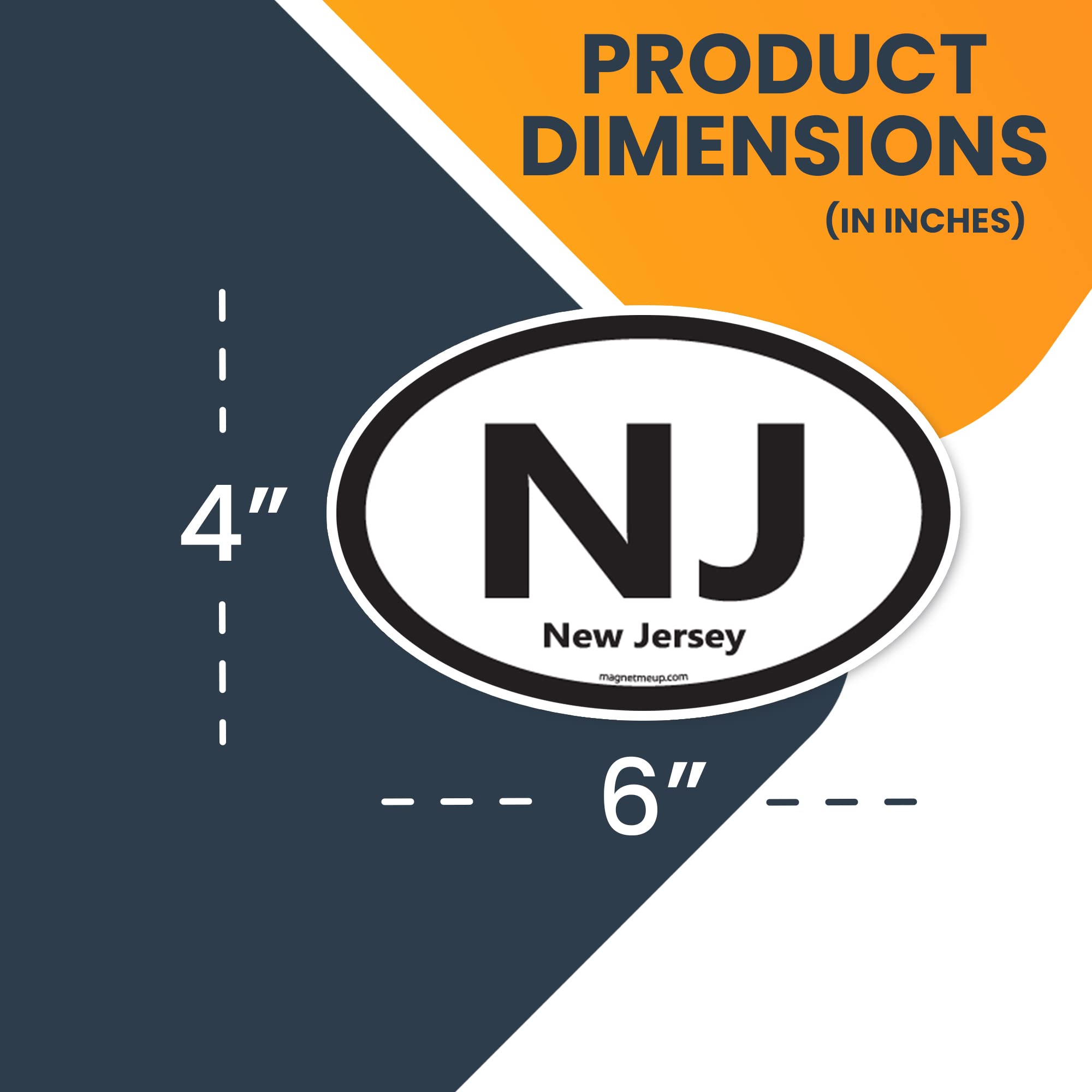Magnet Me Up Nj New Jersey Us State Oval Magnet Decal, 4X6 Inches, Heavy Duty Automotive Magnet For Car Truck Suv