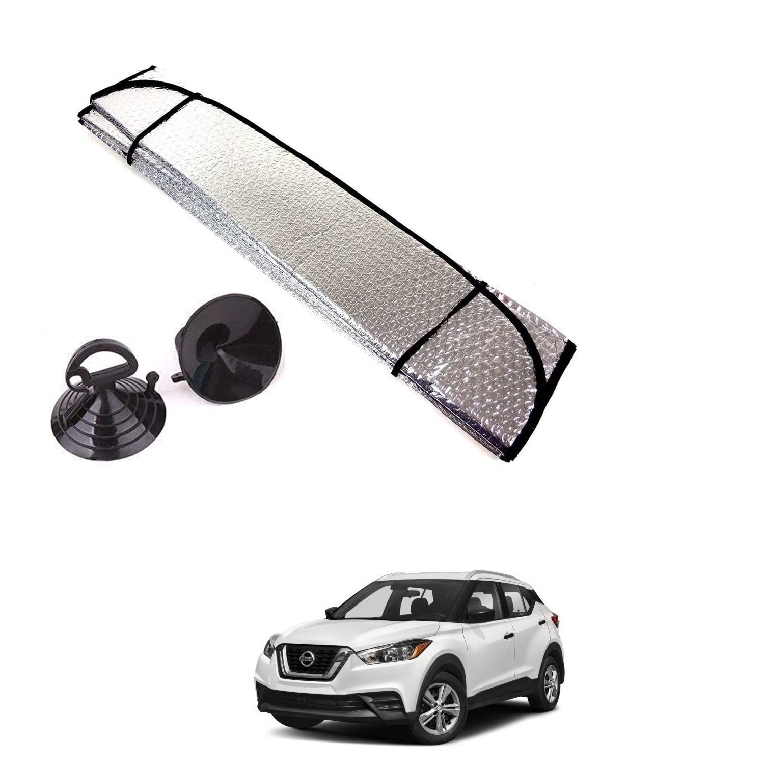 Auto Addict Car Sunshades Aluminium Foil Foldable Windshield (Front Window,Rear Window,1 pc) Sunshade for Nissan Kicks