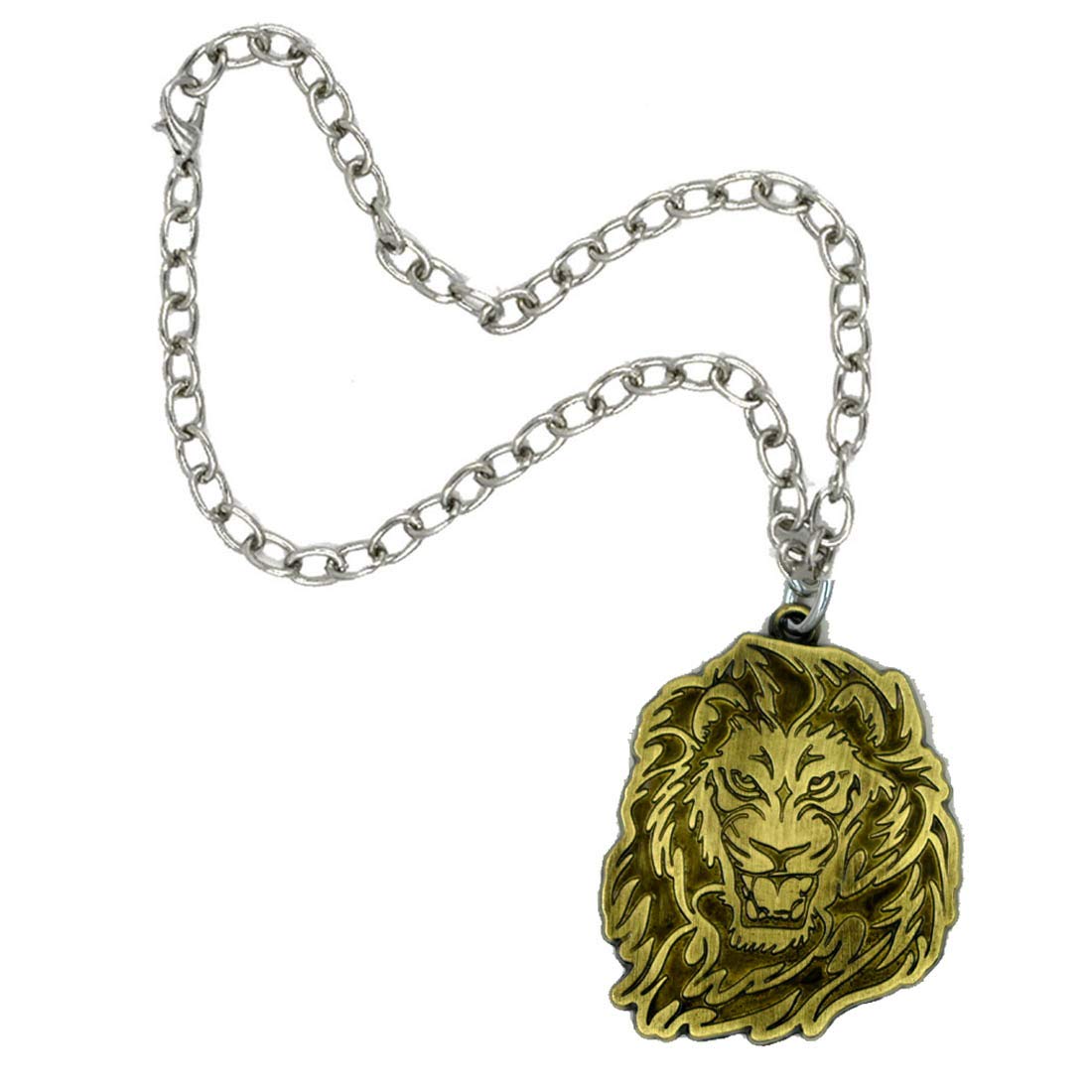 AFH Stylish Lion Design Antique Golden Quality Stainless Steel Hanging Car Mirror Charm Decorative Hanging Ornament
