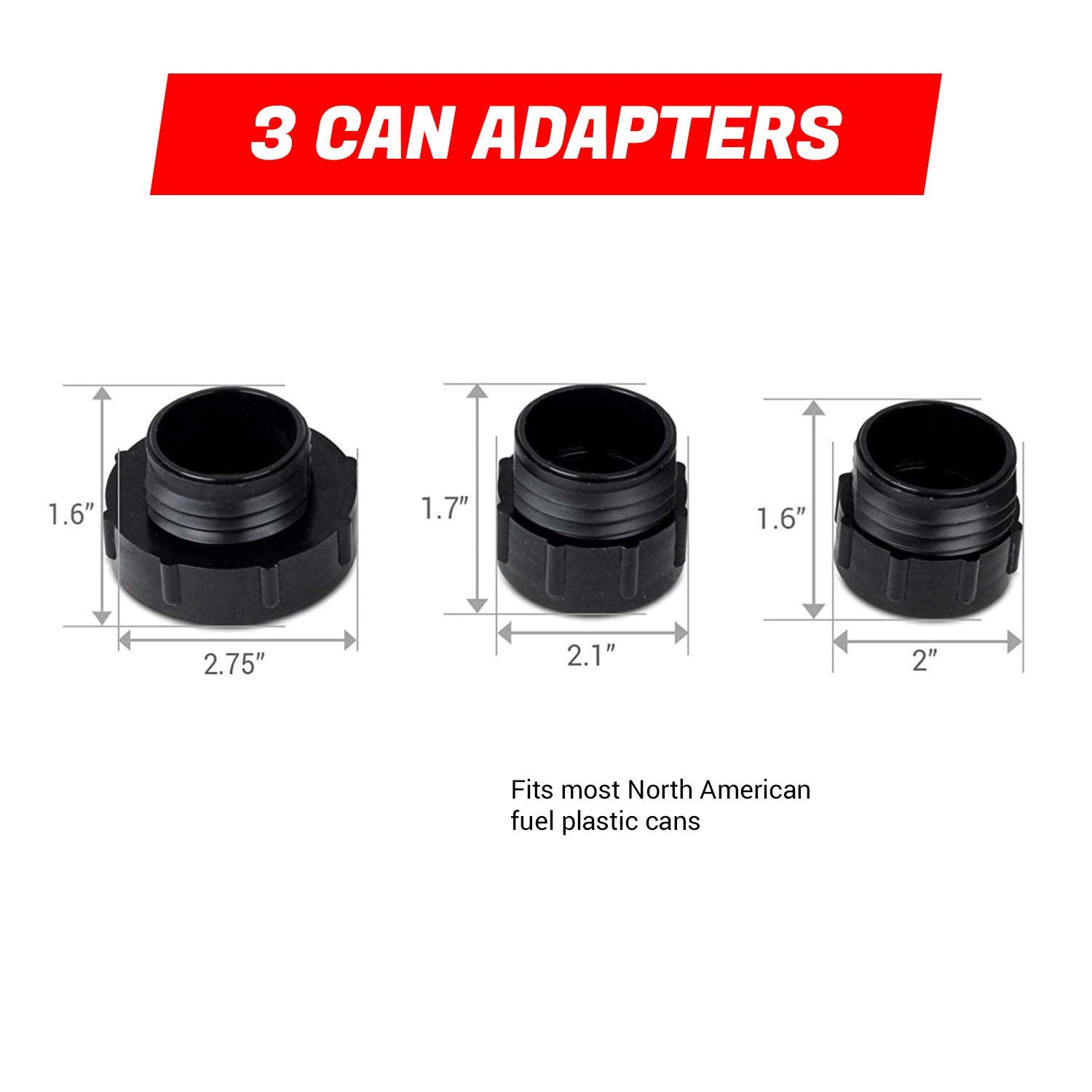 TERA PUMP TRFA01 Gas Can Adapters - Compatible with Most North American Cans, 1 Pump, Black