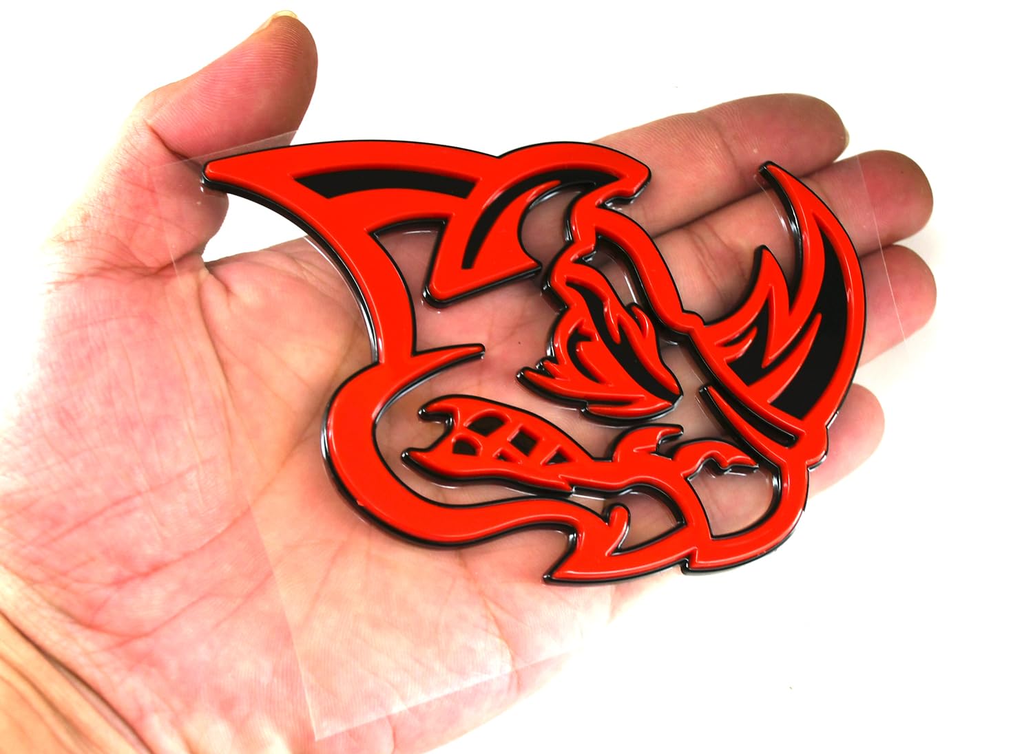 2Pcs 3D Rhino Emblems Car Badge Custom New Side Rear Front Hood Door Decal Replacement for Car Truck SUV Motorcycles (Red)