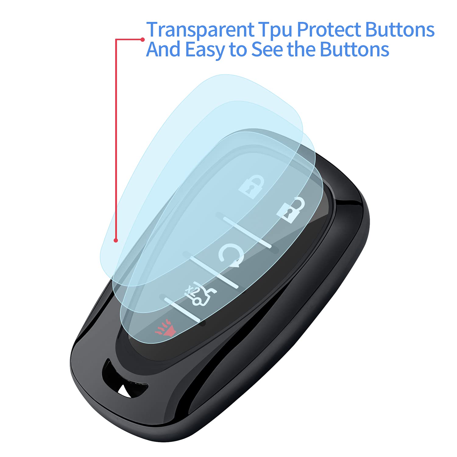 Sindeda For Chevrolet Key Fob Cover With Keychain Soft Tpu Full Protection Key Shell Case Compatible With Chevrolet 2017-2021 Ch