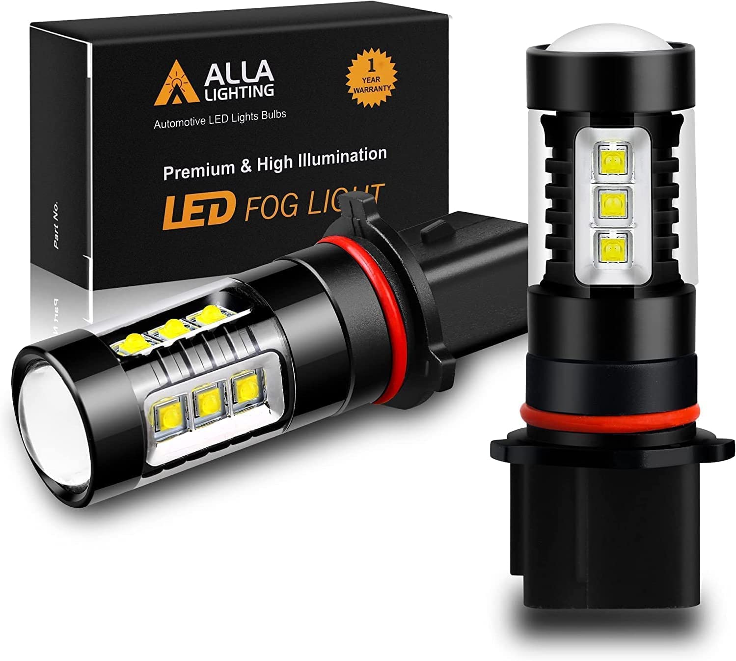 Alla Lighting Bright 12277 P13W Led Daytime Running Lights Bulbs Sh23W, 6000K Xenon White Drl Or Fog Lamps Replacement 3200 Lume