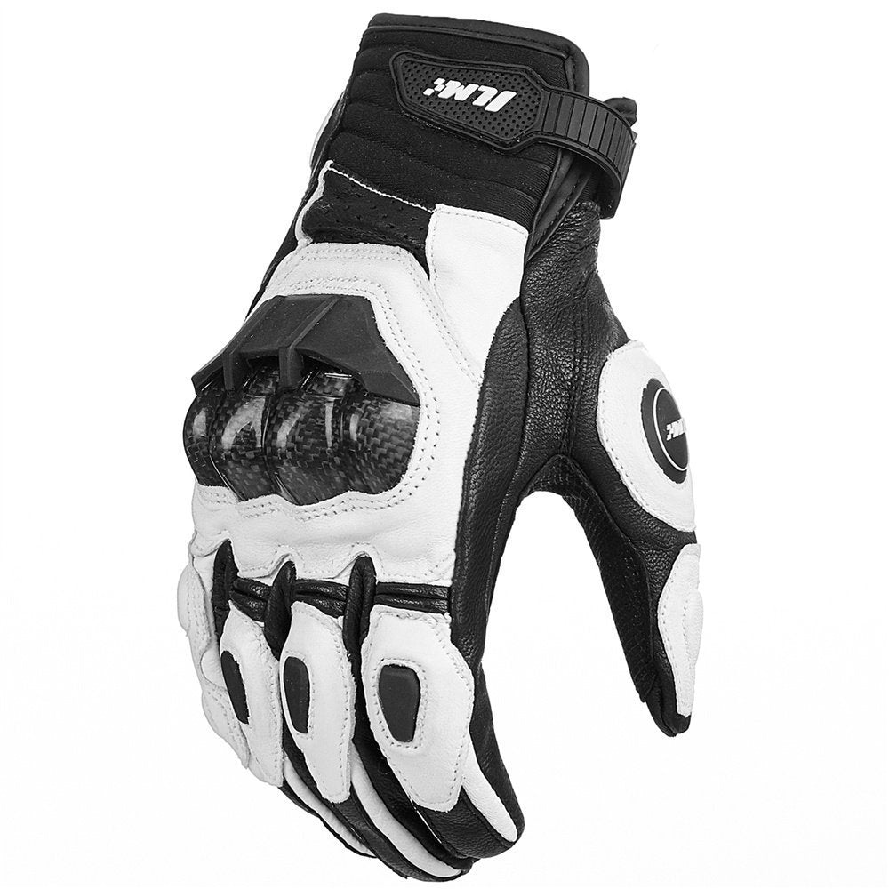 Ilm Air Flow Leather Motorcycle Gloves Touchscreen For Men And Women Model-Grc01 (M, White)