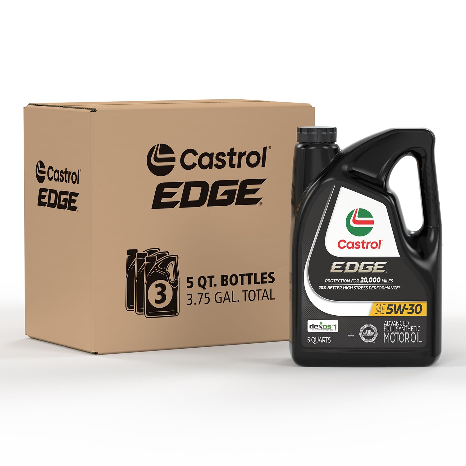 Castrol Edge 5W-30 Advanced Full Synthetic Motor Oil, 5 Quarts, Pack Of 3