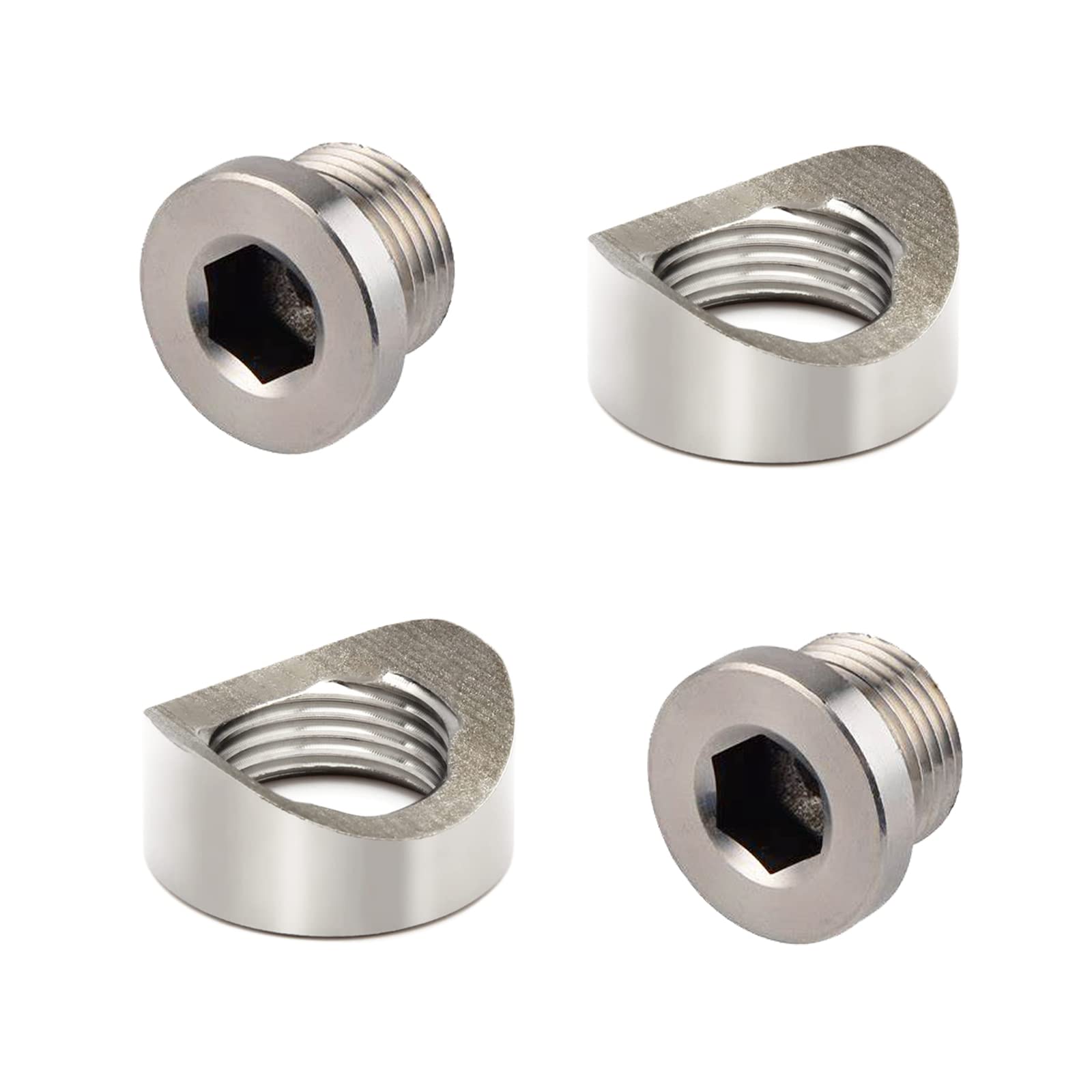 Little Bamboo Stainless Steel Oxygen Sensor Mounts and Plugs - M18 X 1.5 Thread Notched Style Fitting Bungs for 3 inch Pipe - 6 
